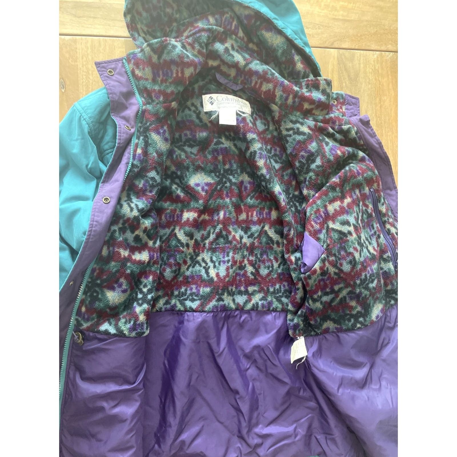 Etro VINTAGE Columbia Womens Jacket Ski Full Zip Hooded Pockets Size M Teal Size M / US 6-8 / IT 42-44 - 2 Thumbnail