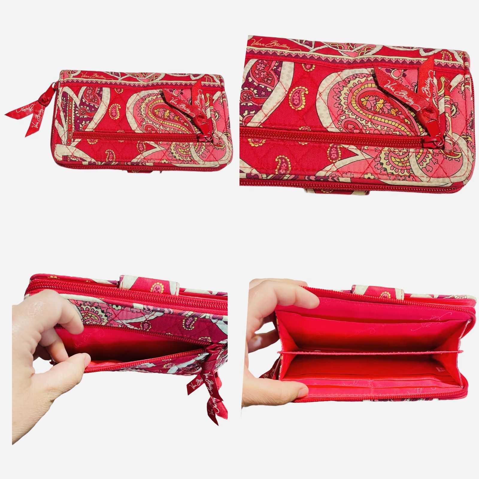 Vera Bradley Vera Bradley Rosy Posies Wallet Card Holder Women’s Pink Red Floral Turn-Lock Knit Cotton Quilted 5x8 in Hipster Medium Pink/Red Pattern Girls Womens Size ONE SIZE - 9 Thumbnail
