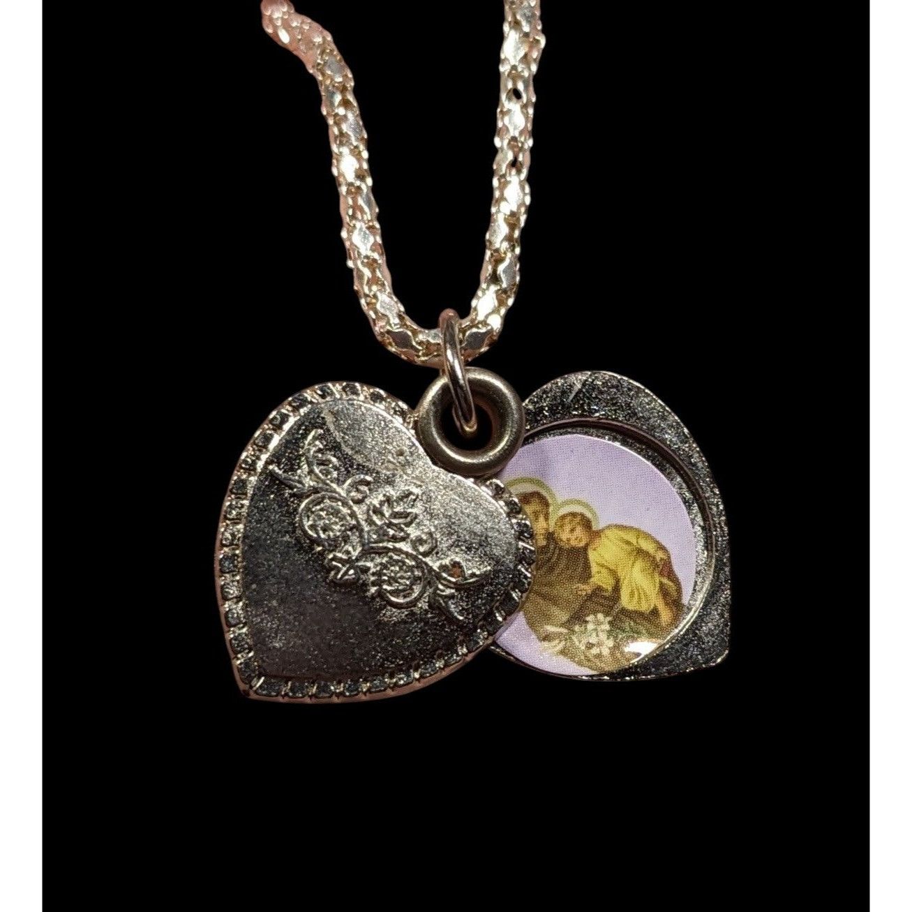 Other Vintage Religious Saint Anthony Pray For Me Heart Slide Lock Size ONE SIZE - 2 Thumbnail