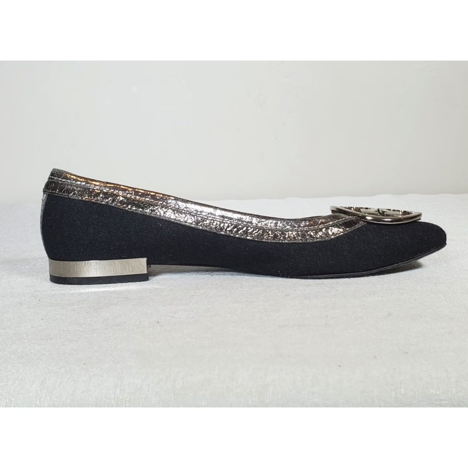 Tory Burch Tory Burch Gerritt Flannel Flats Dark Gray / Dark Pewter Women's US 7 M Size US 7 / IT 37 - 5 Thumbnail