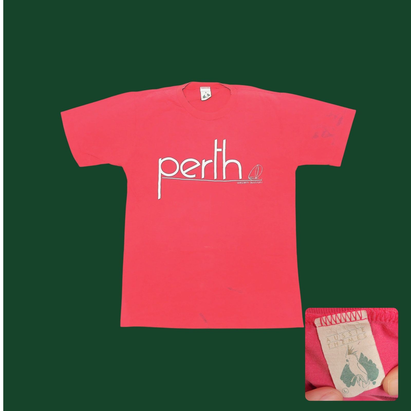 Vintage VTG 90s Aussie Themes Perth Sailboat Single Stitch Tee Pink Size US M / EU 48-50 / 2 - 1 Thumbnail