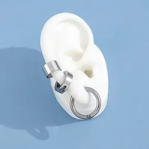 Other 3Pcs Punk Silver Color Ear Cuffs Size ONE SIZE - 3 Thumbnail