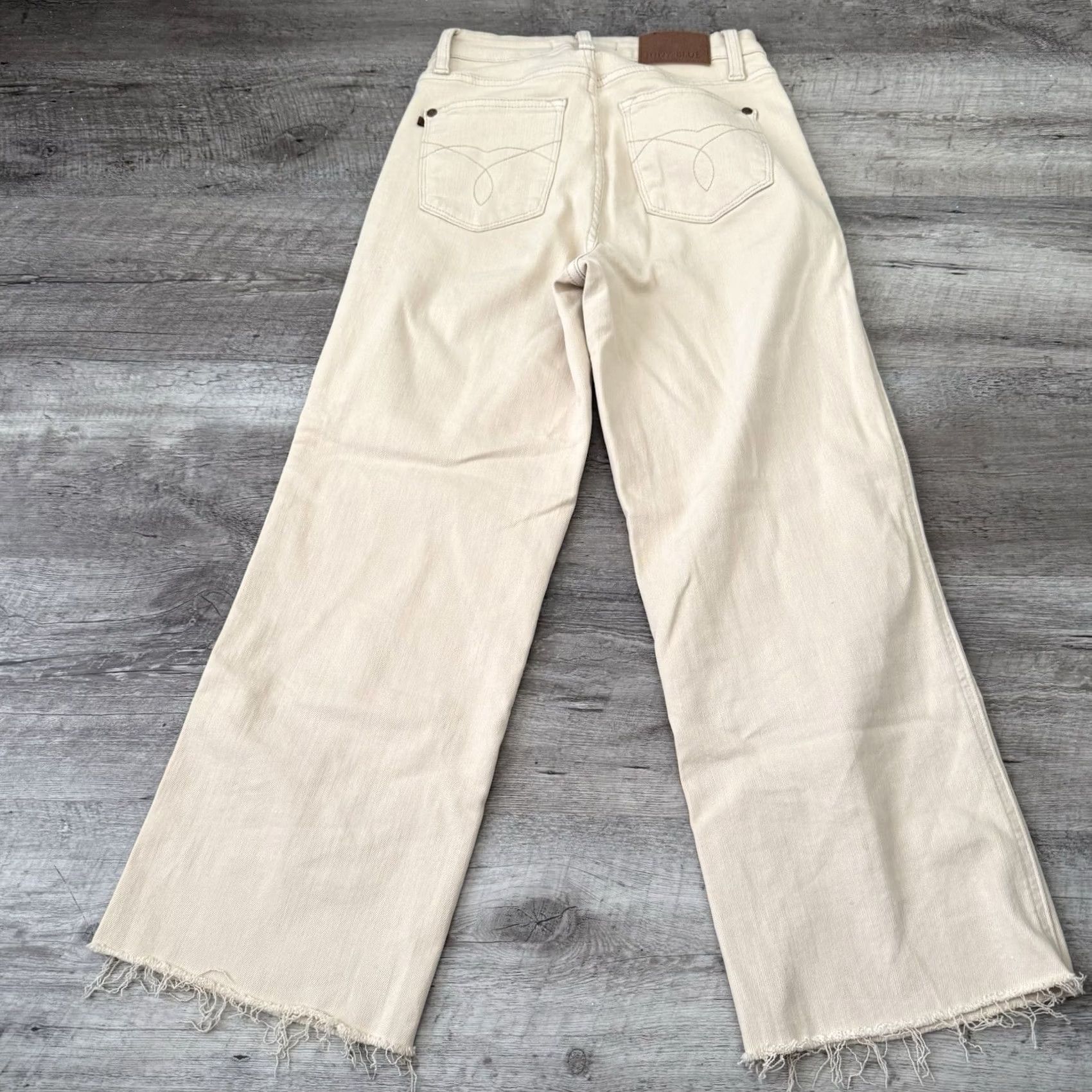 Vintage Judy Blue Jeans Womens 0/24 High Rise Wide Raw Hem Crop Denim Herb Garment Dyed Size 25" / US 0 / IT 36 - 8 Thumbnail