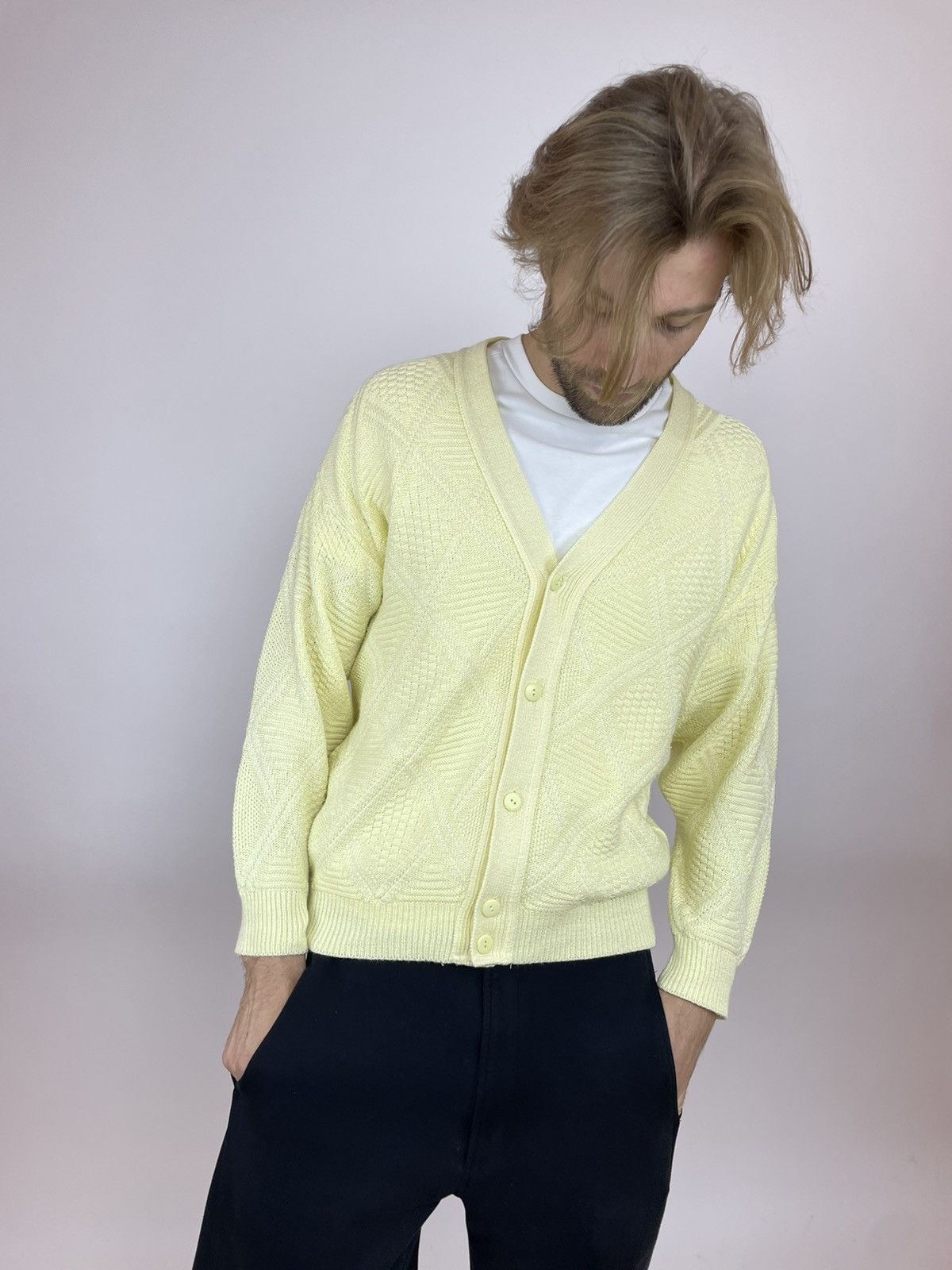 Angelo Litrico Angelo Litrico Cardigan vintage Yellow Knit Mens size L Size US M / EU 48-50 / 2 - 2 Thumbnail