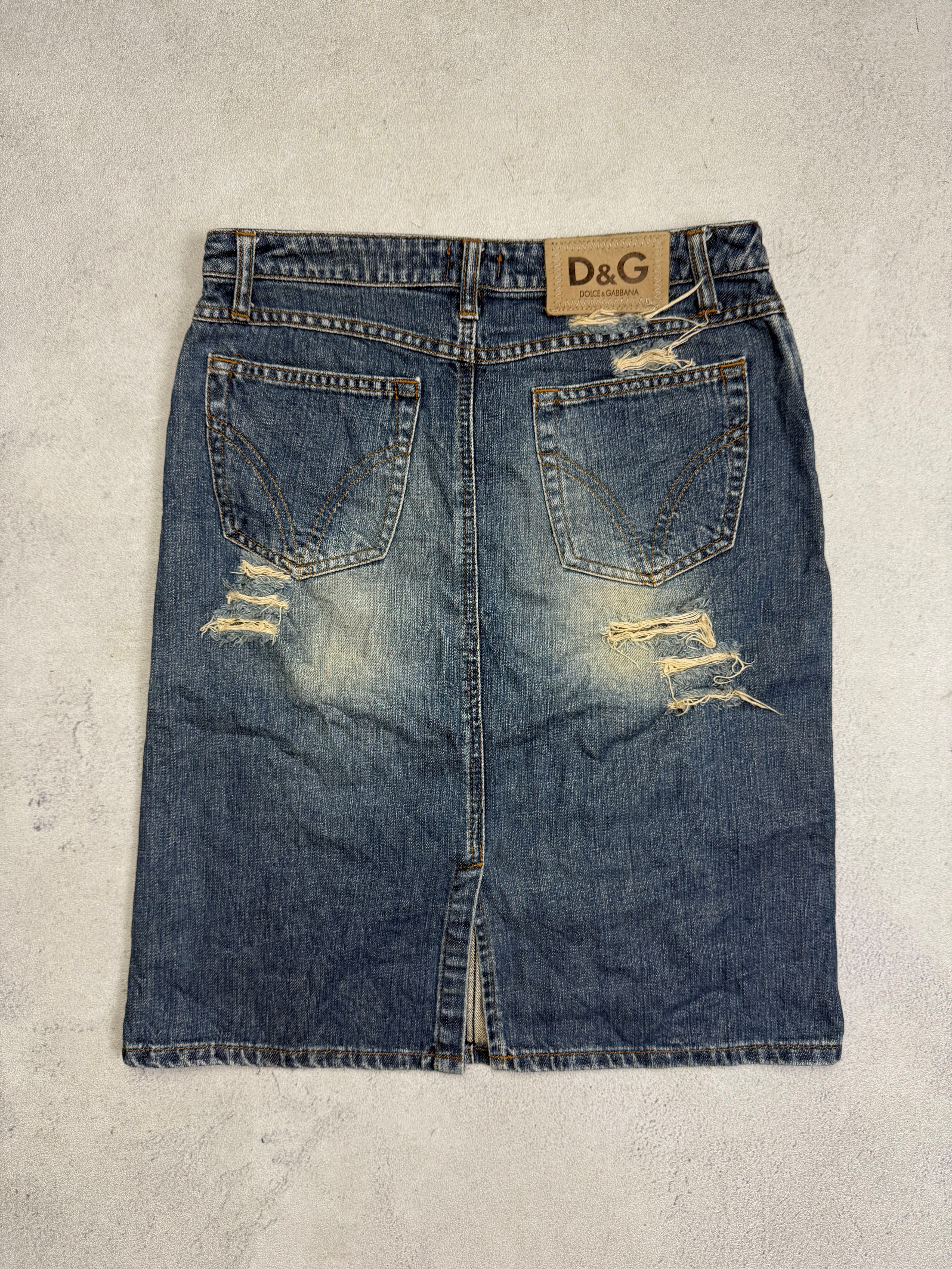 Dolce & Gabbana Dolce & Gabbana Distressed Denim Skirt Y2K D&G Size 27" / US 4 / IT 40 - 2 Thumbnail