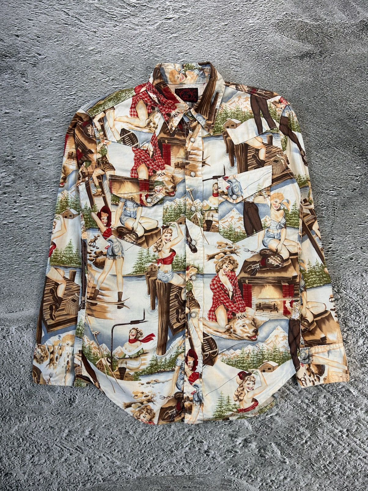 Evisu Evisu shirt button-up playboy style sexy fullprint Size US S / EU 44-46 / 1 - 1 Thumbnail