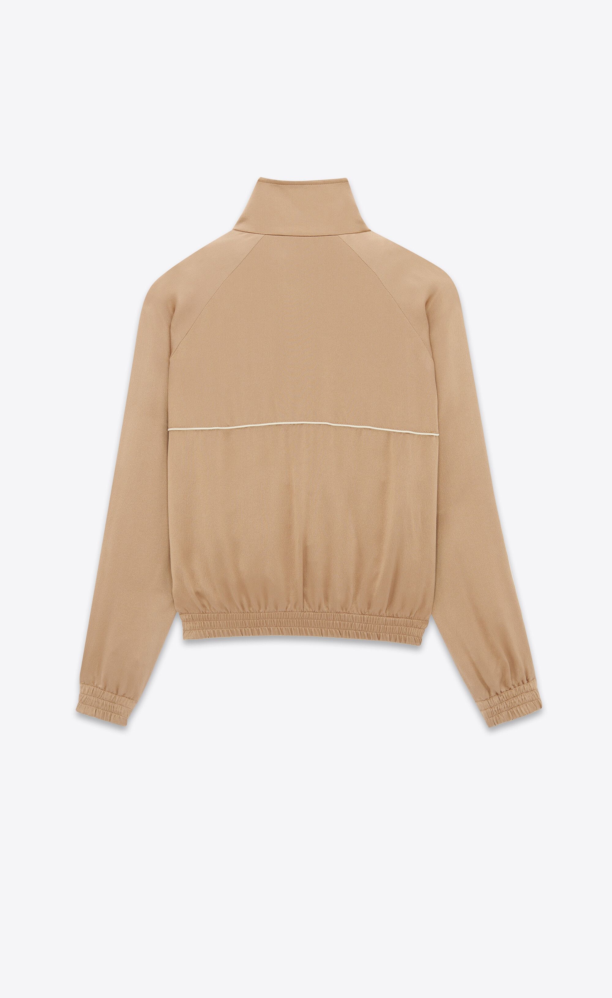 Saint Laurent Paris o1bcso1str0125 Teddy Jacket In Crepe Satin in Beige Size US M / EU 48-50 / 2 - 2 Thumbnail
