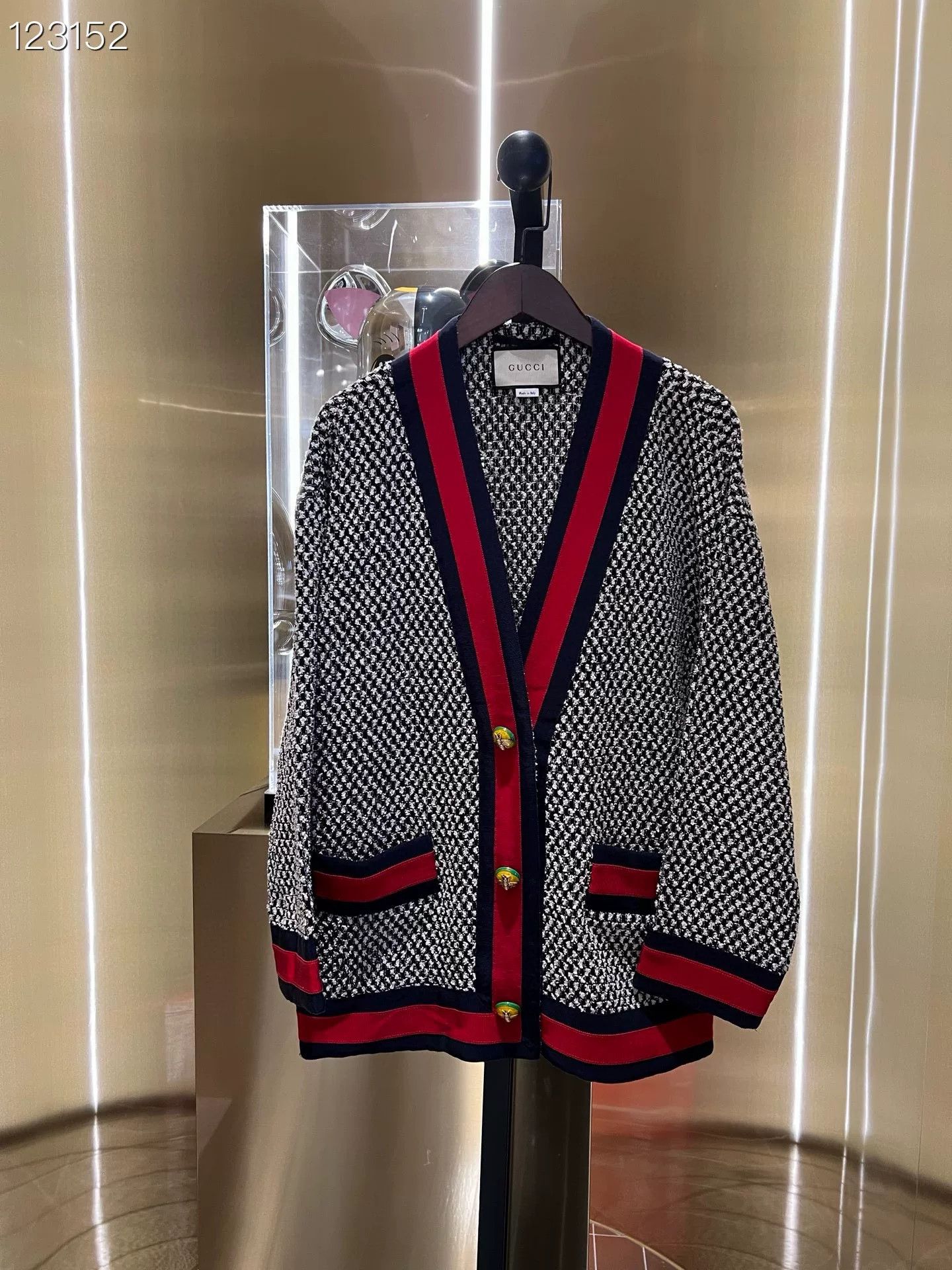 Gucci Gucci Red Blue Striped Tweed Coat Size S / US 4 / IT 40 - 1 Thumbnail