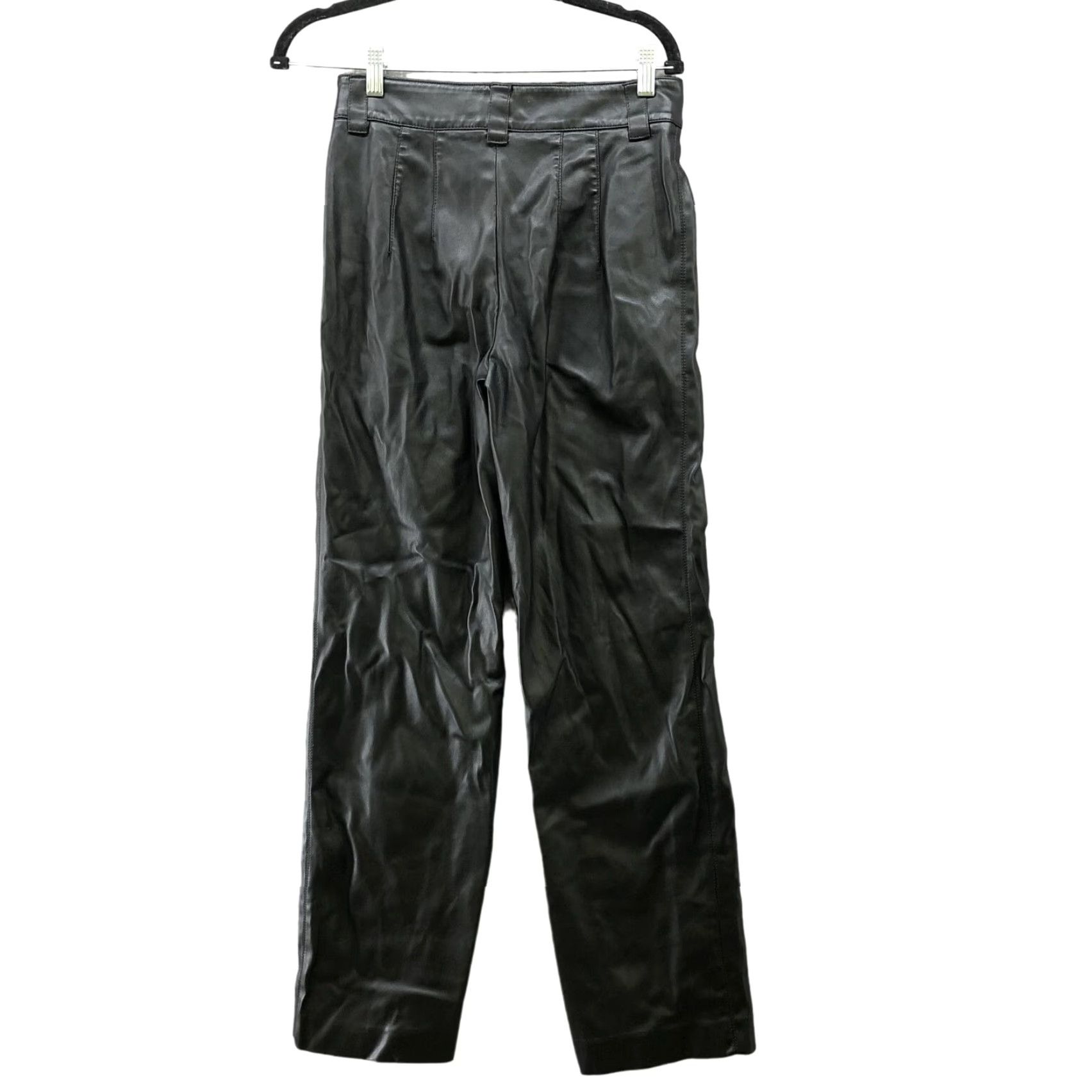 Zara Zara High Rise Faux Leather Pants S Black Straight Relaxed Womens Size 28" / US 6 / IT 42 - 2 Thumbnail