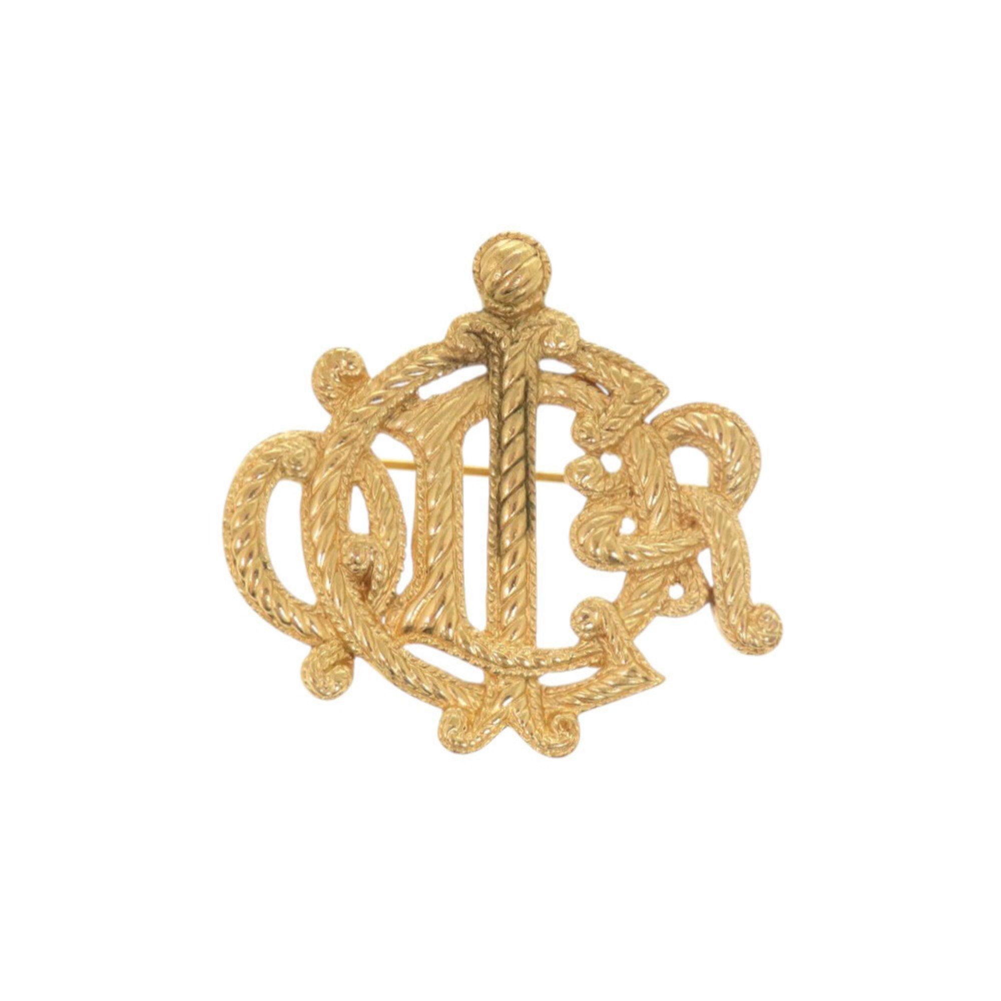 Dior Christian Dior Emblem Metal Gold Brooch 0637 Size ONE SIZE - 1 Thumbnail