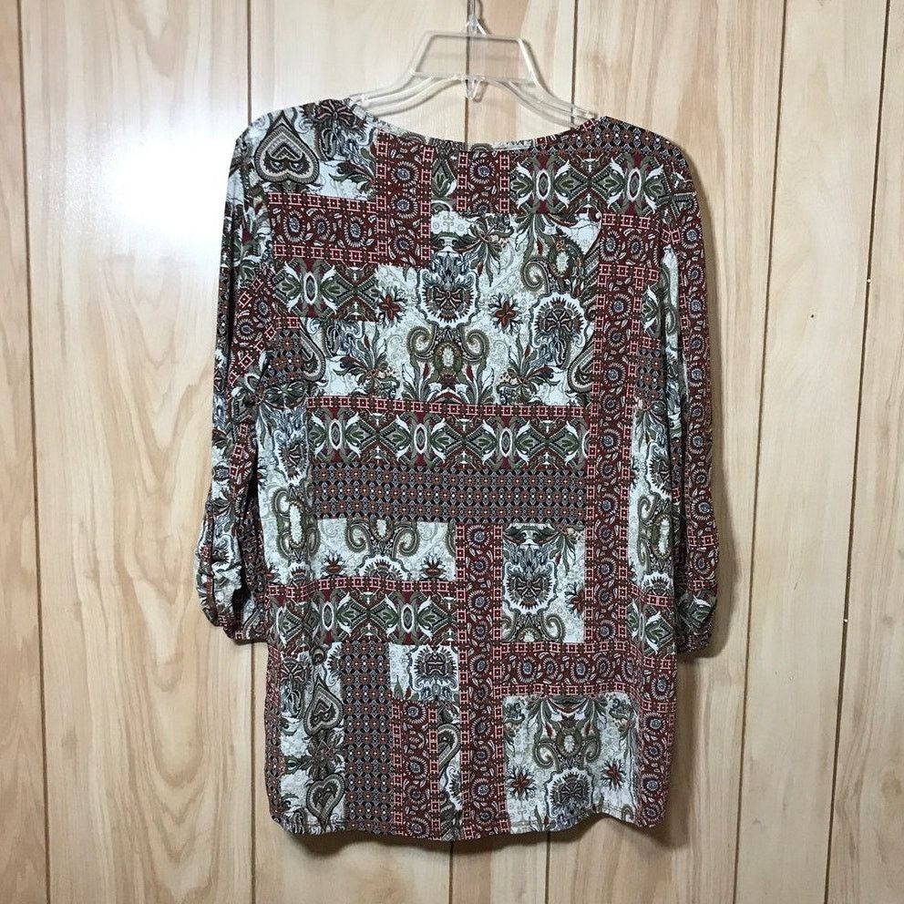 Other Naif Red Paisley Zipper V Neck 3/4 Sleeve Top XL Size XL / US 12-14 / IT 48-50 - 2 Thumbnail