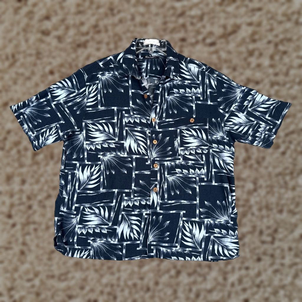 Vintage Puritan Shirt Mens Large Blue Hawaiian Bamboo Leaf Print 100% Rayon Wood Button Shirt Regular Men 40 in Blue Floral Aloha Hawaiian Resort Beach 90s? Size US L / EU 52-54 / 3 - 1 Thumbnail