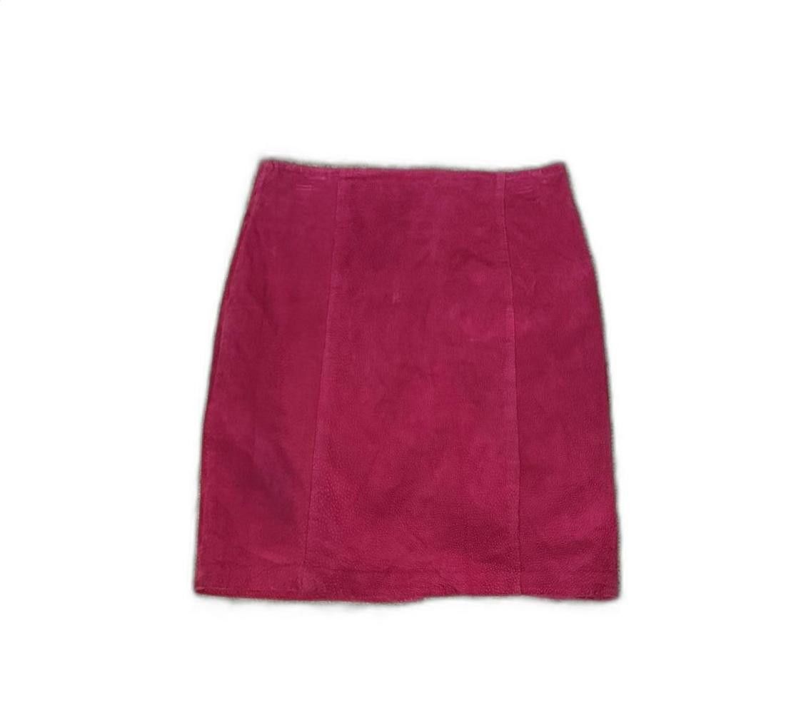 Designer Vintage Pink Suede 100% Leather Skirt Size 32" / US 10 / IT 46 - 3 Thumbnail