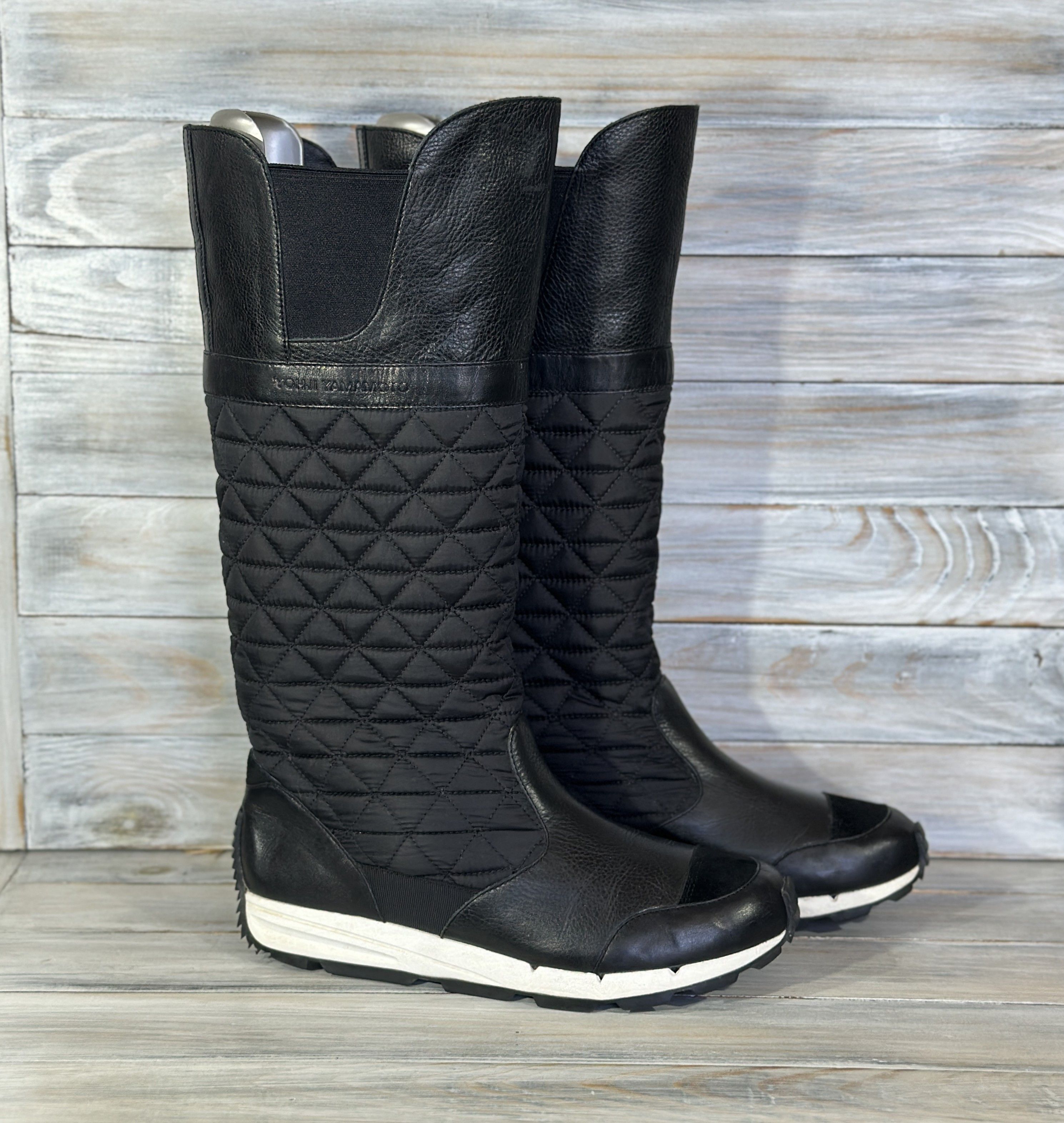 Y-3 by Yohji Yamamoto 'Anouk' Adidas Leather Quilted Boots