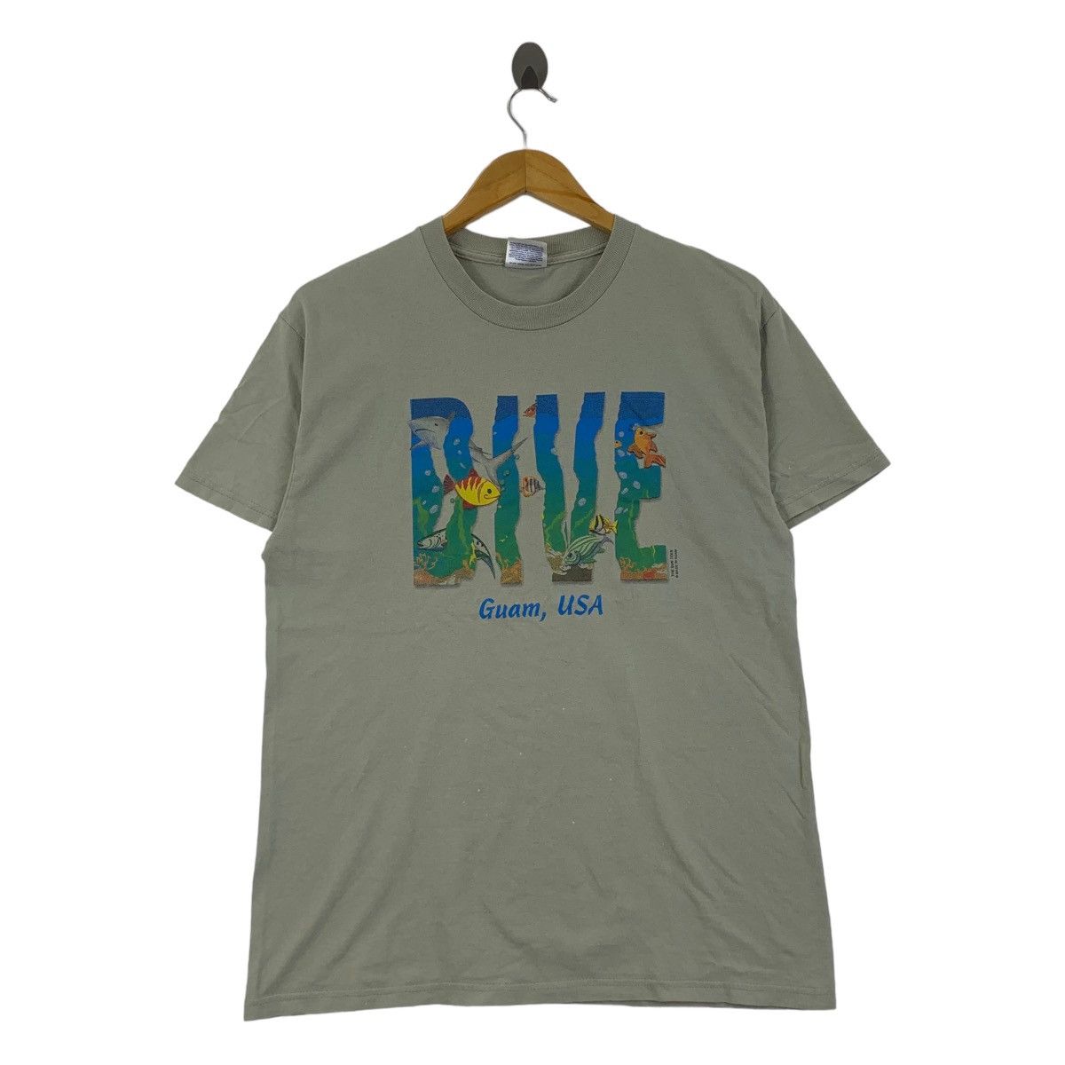 Hanes Vintage 90’ DIVE GUAM USA The Sun Tee Shirt Size US M / EU 48-50 / 2 - 1 Thumbnail