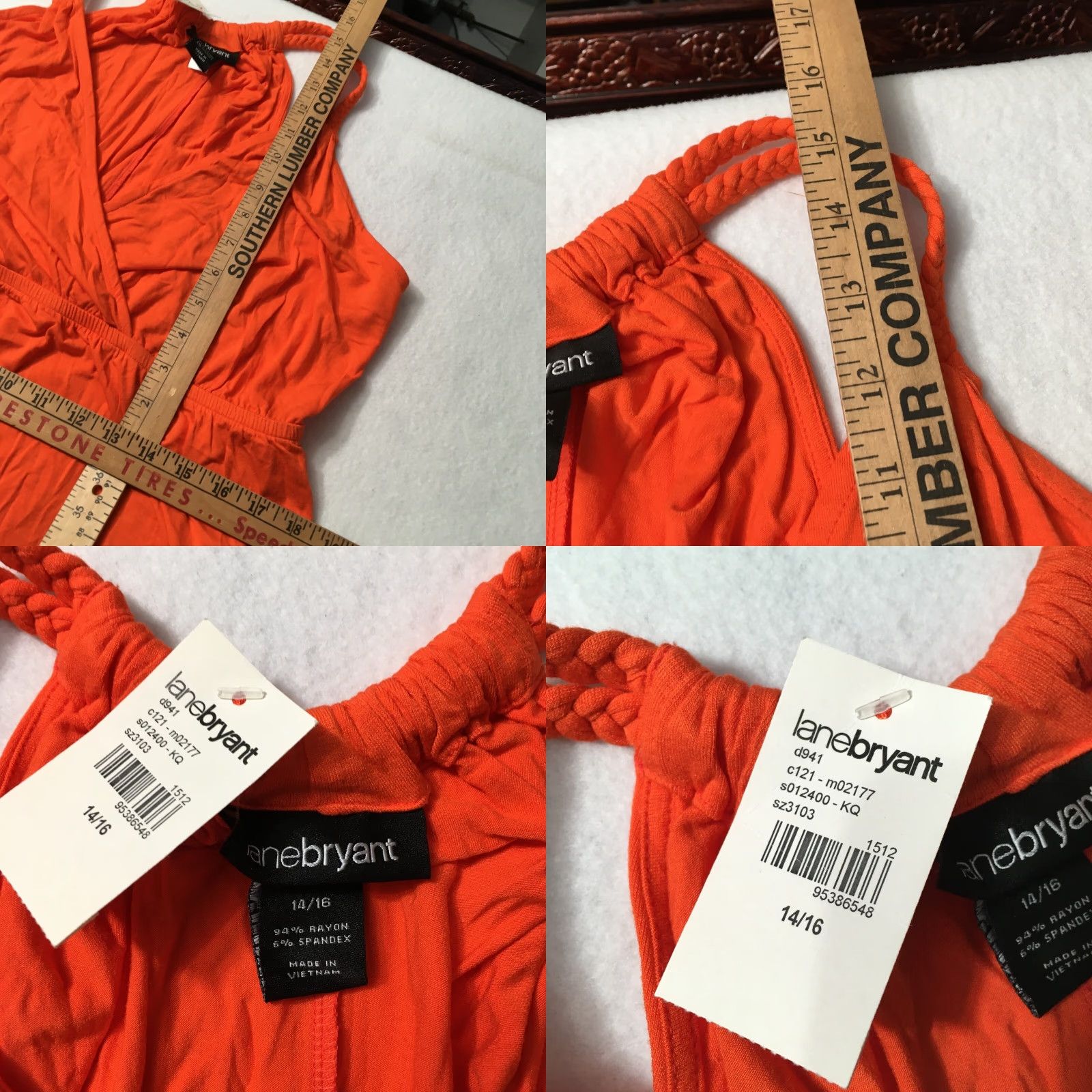 Vintage Lane Bryant Dress Womens 14/16 ORANGE Sleeveless Cotton Maxi Casual Size XL / US 12-14 / IT 48-50 - 8 Thumbnail