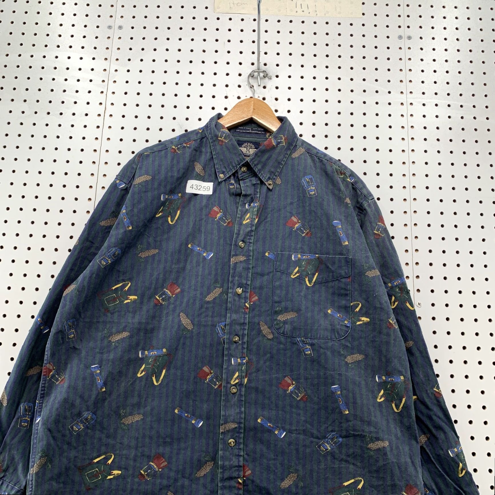 Dockers DOCKERS Shirt Mens L Blue Green Striped Button-Up Outdoor Camping Lightweight Casual Vintage-Check: 90s? Size US L / EU 52-54 / 3 - 2 Thumbnail