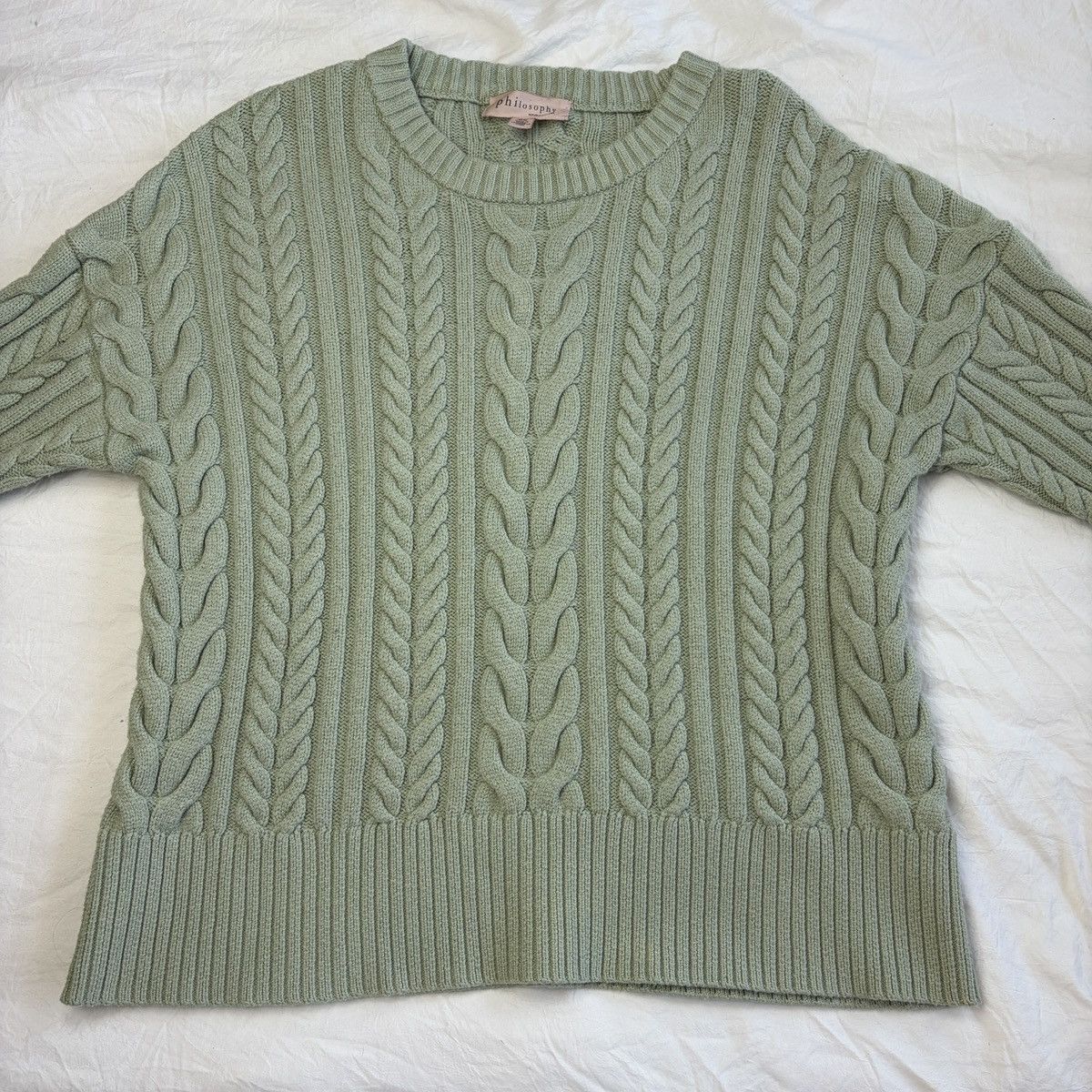 Other Philosophy sage green cable knit crewneck sweater Size M / US 6-8 / IT 42-44 - 1 Thumbnail