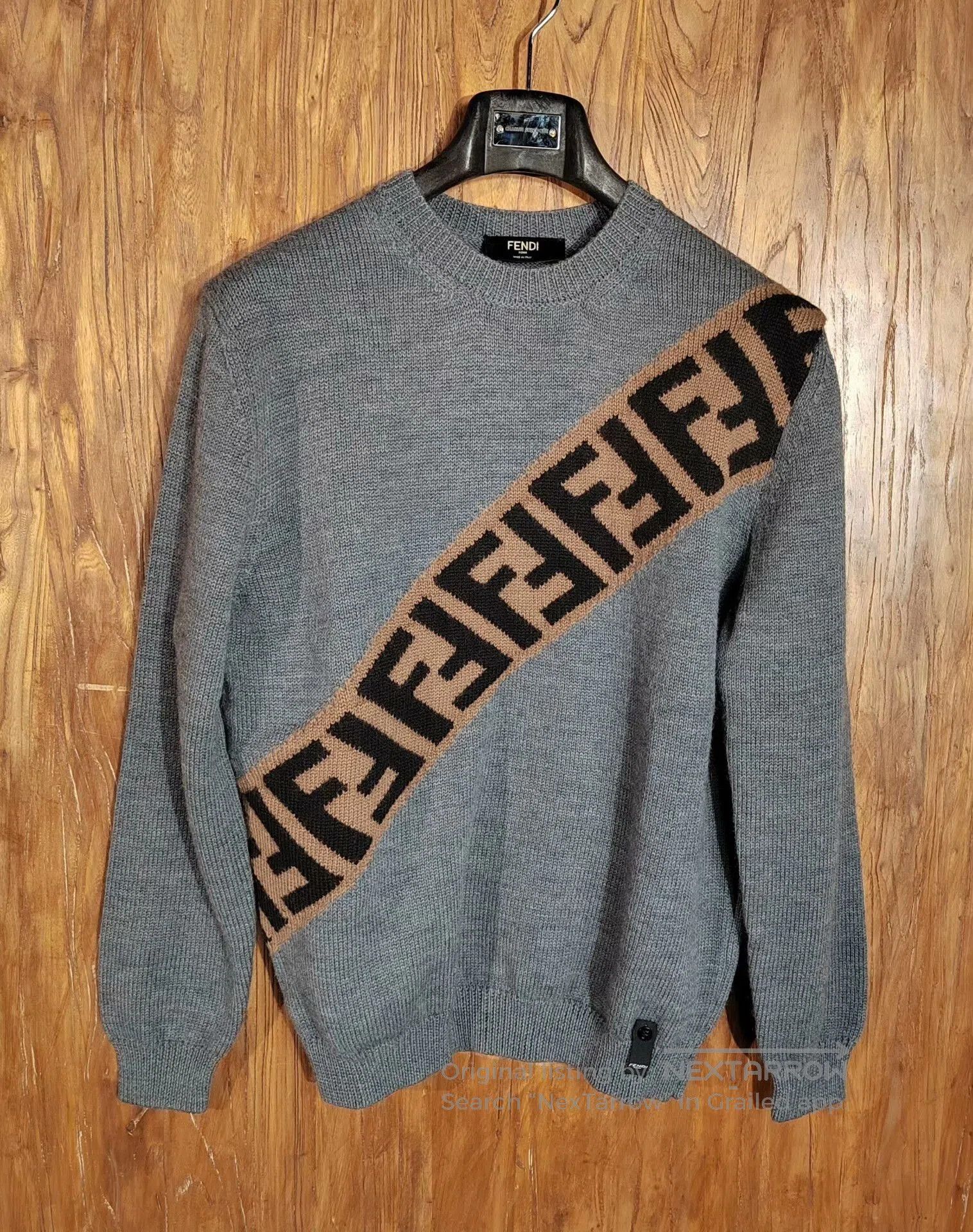 Fendi Fendi Gray Wool Sweater for Men. Size US M / EU 48-50 / 2 - 1 Thumbnail