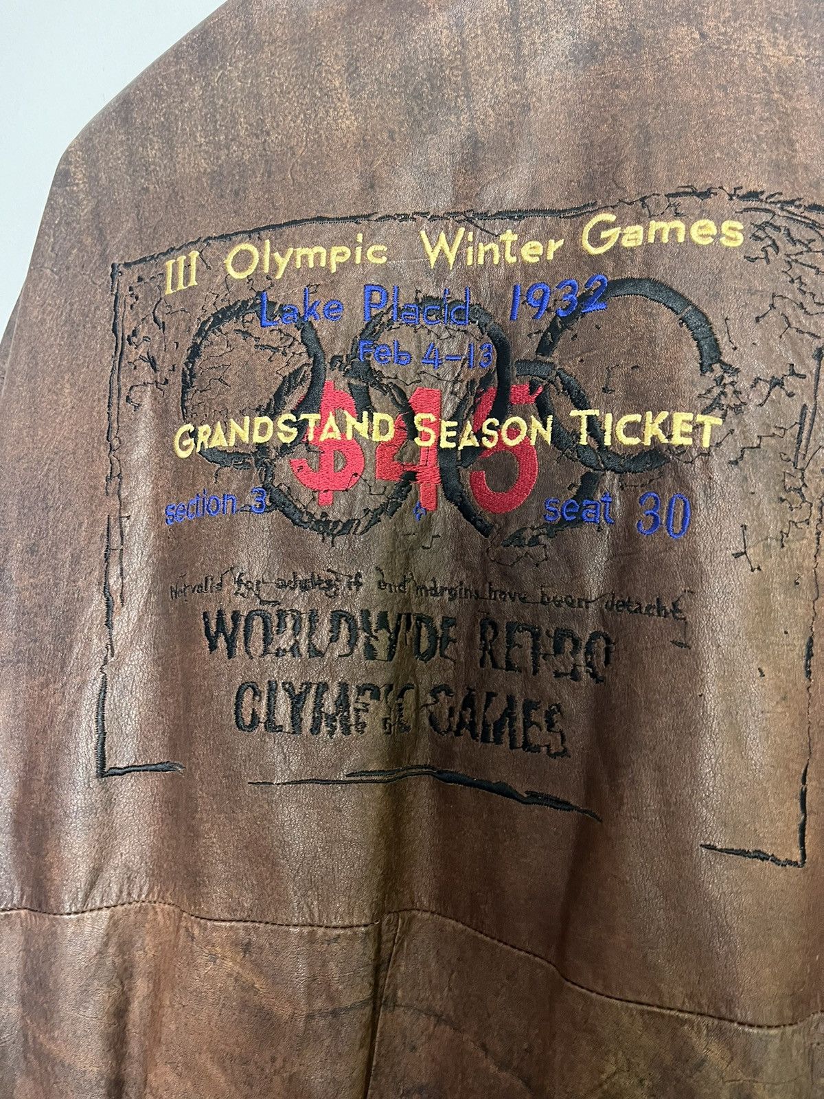 Vintage Vintage Adidas Leather Jacket Olympics Lake Placid Size US L / EU 52-54 / 3 - 12 Thumbnail