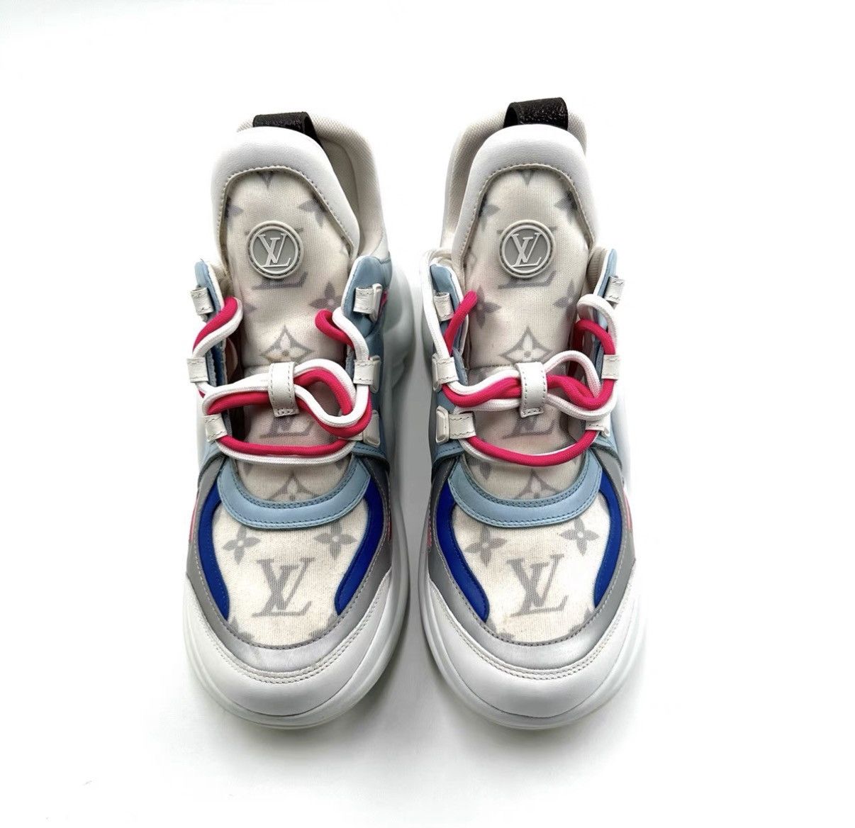Louis Vuitton Louis VVuitton Pink White Blue Monogram Dad Sneakers K12 Size US 7.5 / IT 37.5 - 2 Thumbnail