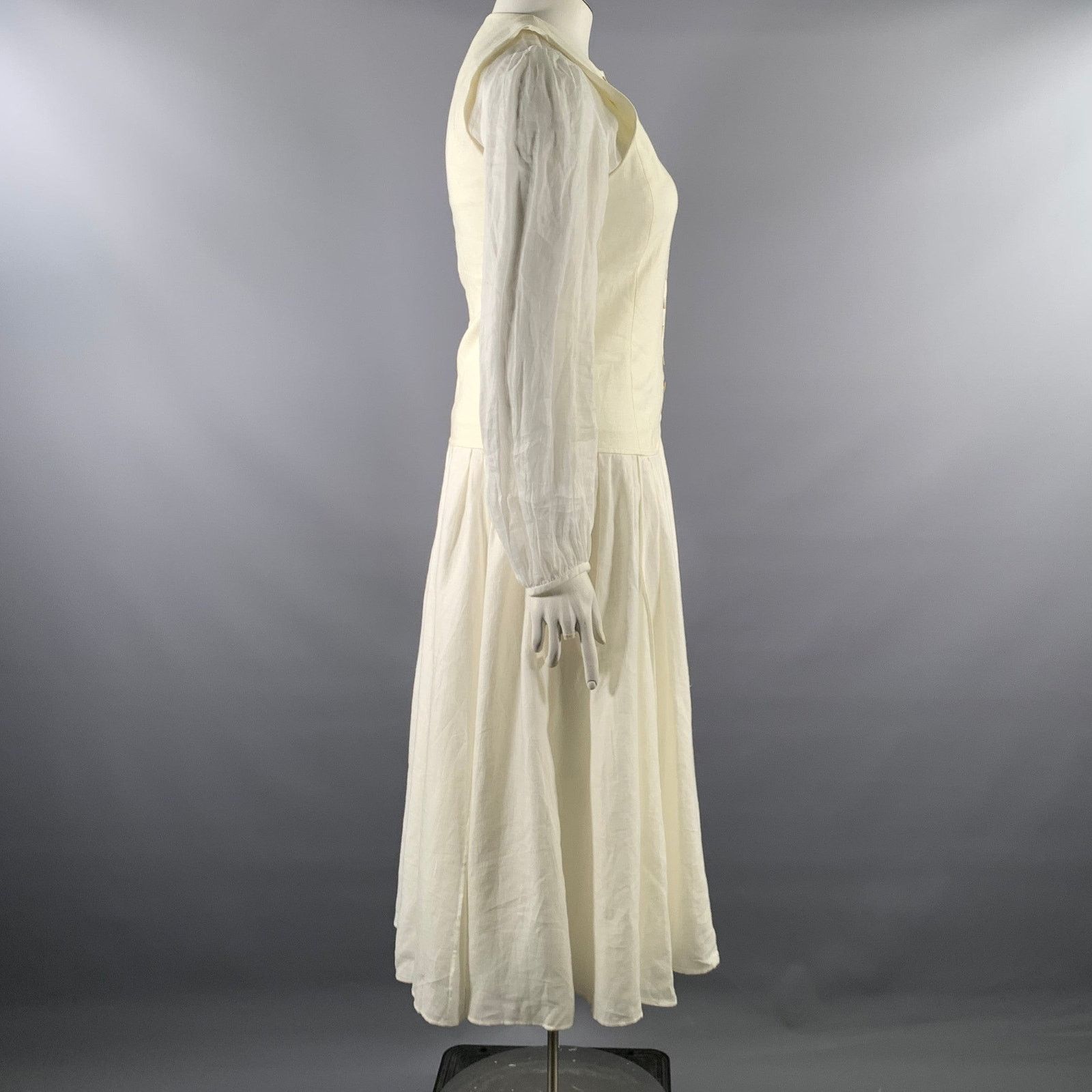 Chloe CHLOE Size L Cream Linen Ramie Twill Vest Midi Dress Size L / US 10 / IT 46 - 2 Thumbnail
