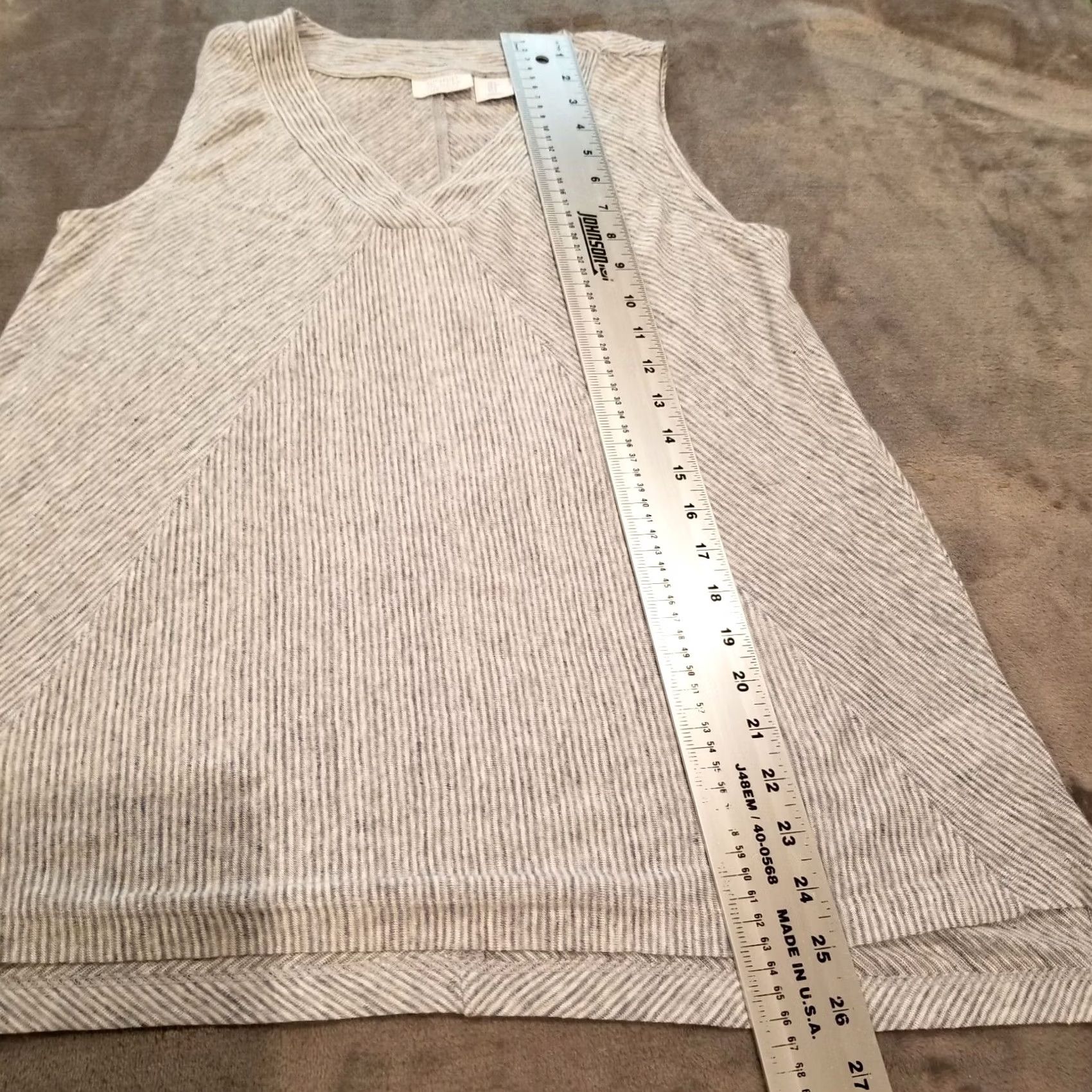Vintage Sigrid Olsen Womens Small Sleeveless V-Neck Top Lightweight Linen Stripe Blue Size S / US 4 / IT 40 - 4 Thumbnail