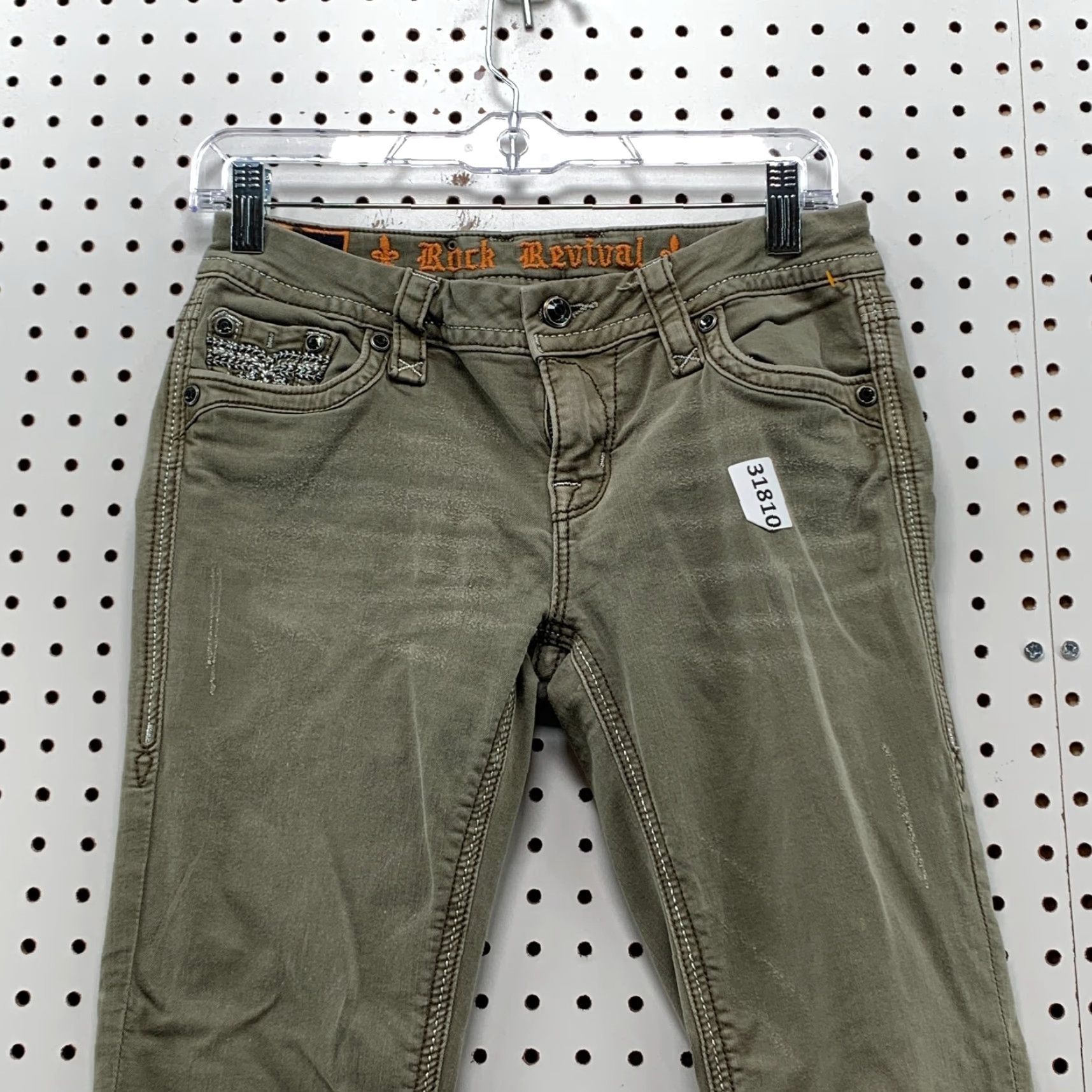 Vintage VINTAGE Rock Revival Skinny Jeans Womens Size 27 28x30 Gray Charcoal Wash Embroidered Slim Fit Stretch Size 27" / US 4 / IT 40 - 4 Thumbnail