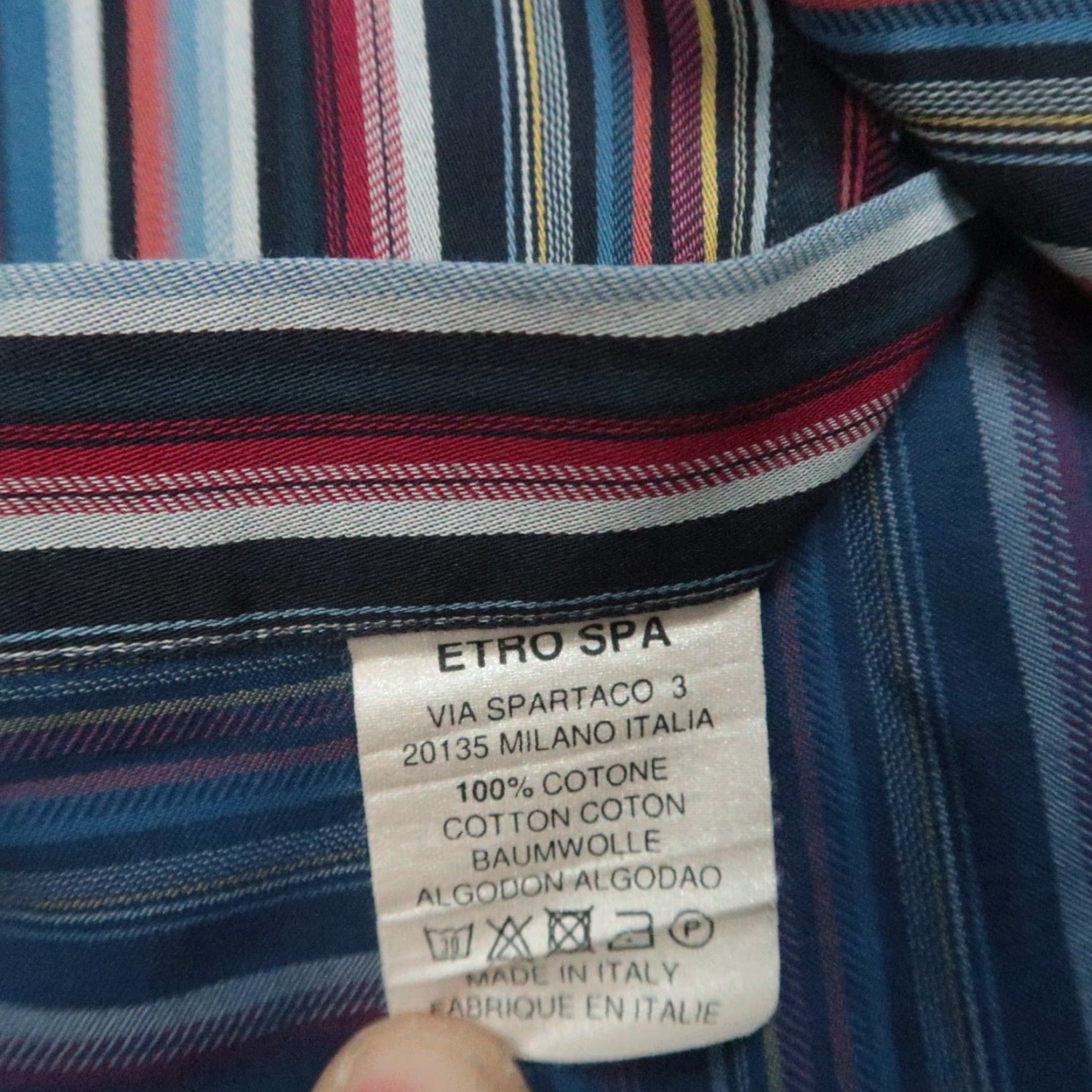 Etro ETRO Slim Striped Button-Up Shirt Mens Large 41 Blue Red Long Sleeve Italy Size US L / EU 52-54 / 3 - 5 Thumbnail