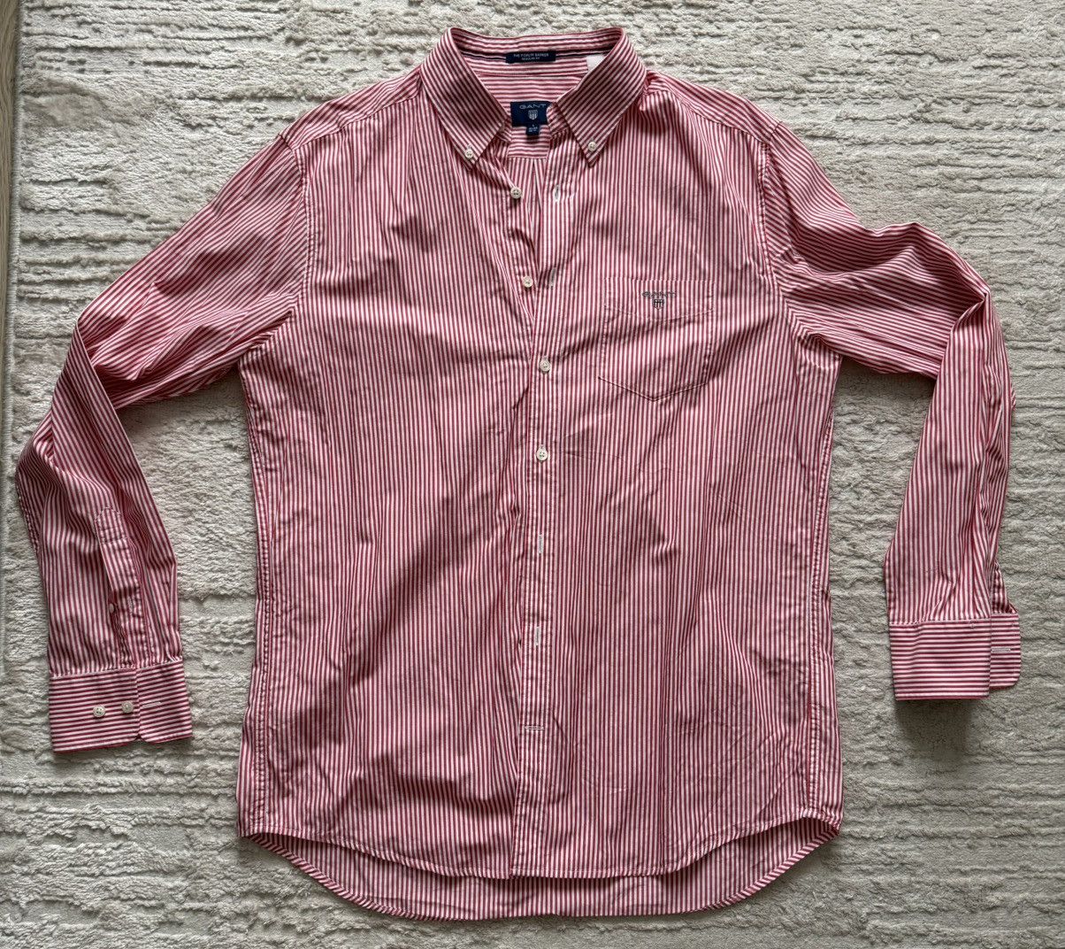 Gant GANT The Poplin Banker Red White Long Sleeve Shirt Size Mens Size US L / EU 52-54 / 3 - 1 Thumbnail