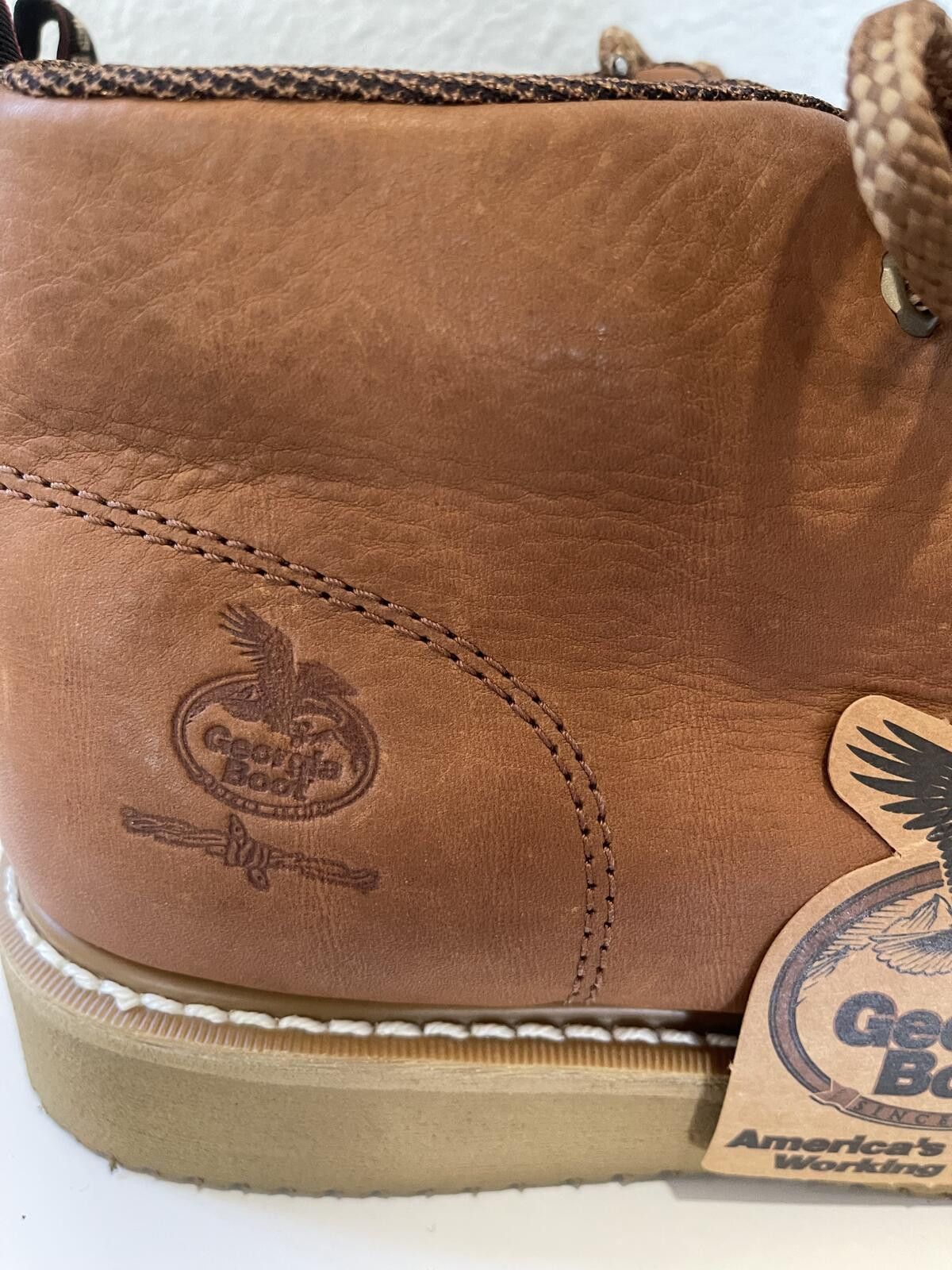 Other Georgia Boot Men's Tan Leather Work Boots Size US 9 / EU 42 - 5 Thumbnail