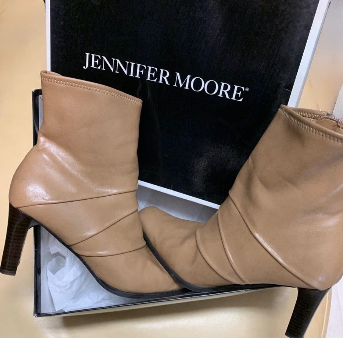 Other Jennifer Moore Camel Ankle Boots Sz 9M Block Heel Square Toe Size US 9 / IT 39 - 1 Thumbnail