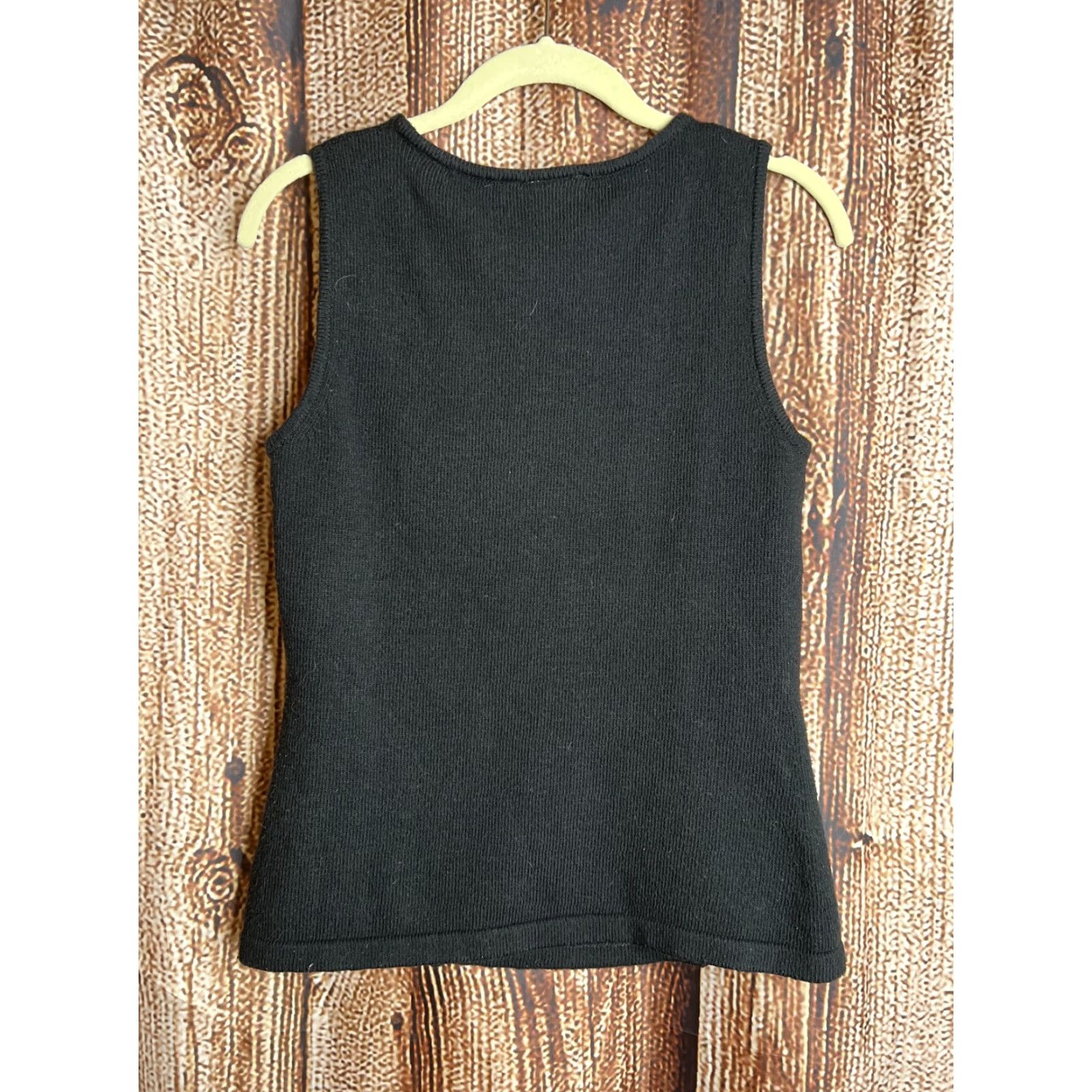 Anthropologie VINTAGE Anthropologie Ett Twa Black Wool Blend Sleeveless Womens Top Blouse Size S / US 4 / IT 40 - 3 Thumbnail