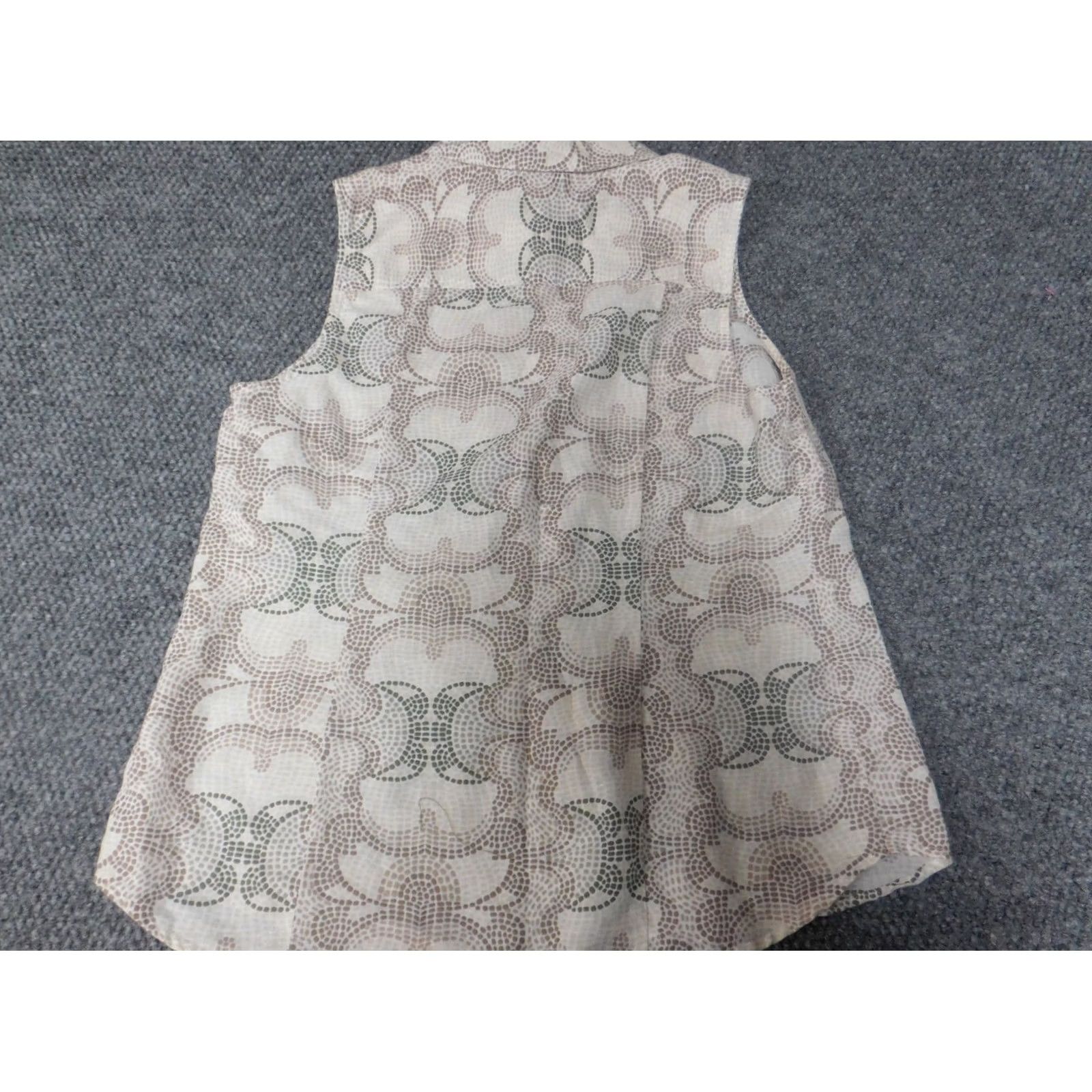 Apt. 9 Apt 9 Womens Blouse L Beige Button-Up Sleeveless Crew Neck Casual Tunic Regular Womens Size L / US 10 / IT 46 - 6 Thumbnail