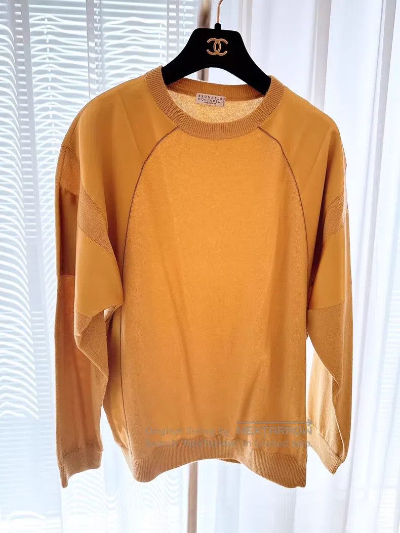 Brunello Cucinelli Brunello Cucinelli Ochre Cashmere Crewneck Sweater Size S / US 4 / IT 40 - 1 Thumbnail