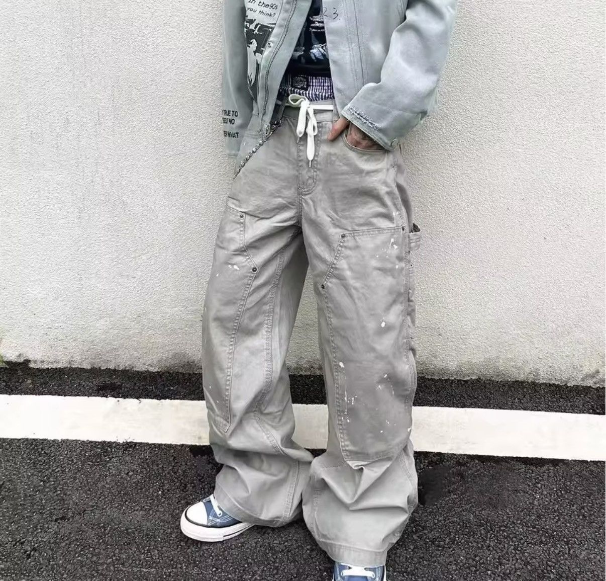Japanese Brand Gray Y2K Distressed Streetwear Pants Size US 31 - 5 Thumbnail