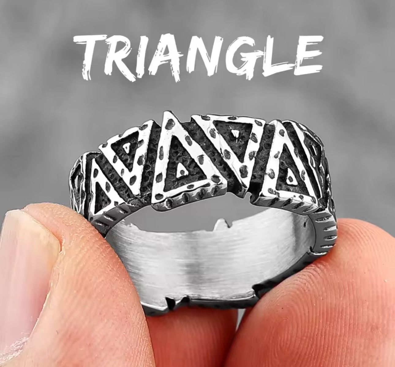 Jewelry × Vintage Simple Vintage Geometry Stainless Steel Mens Rings Size ONE SIZE - 1 Thumbnail