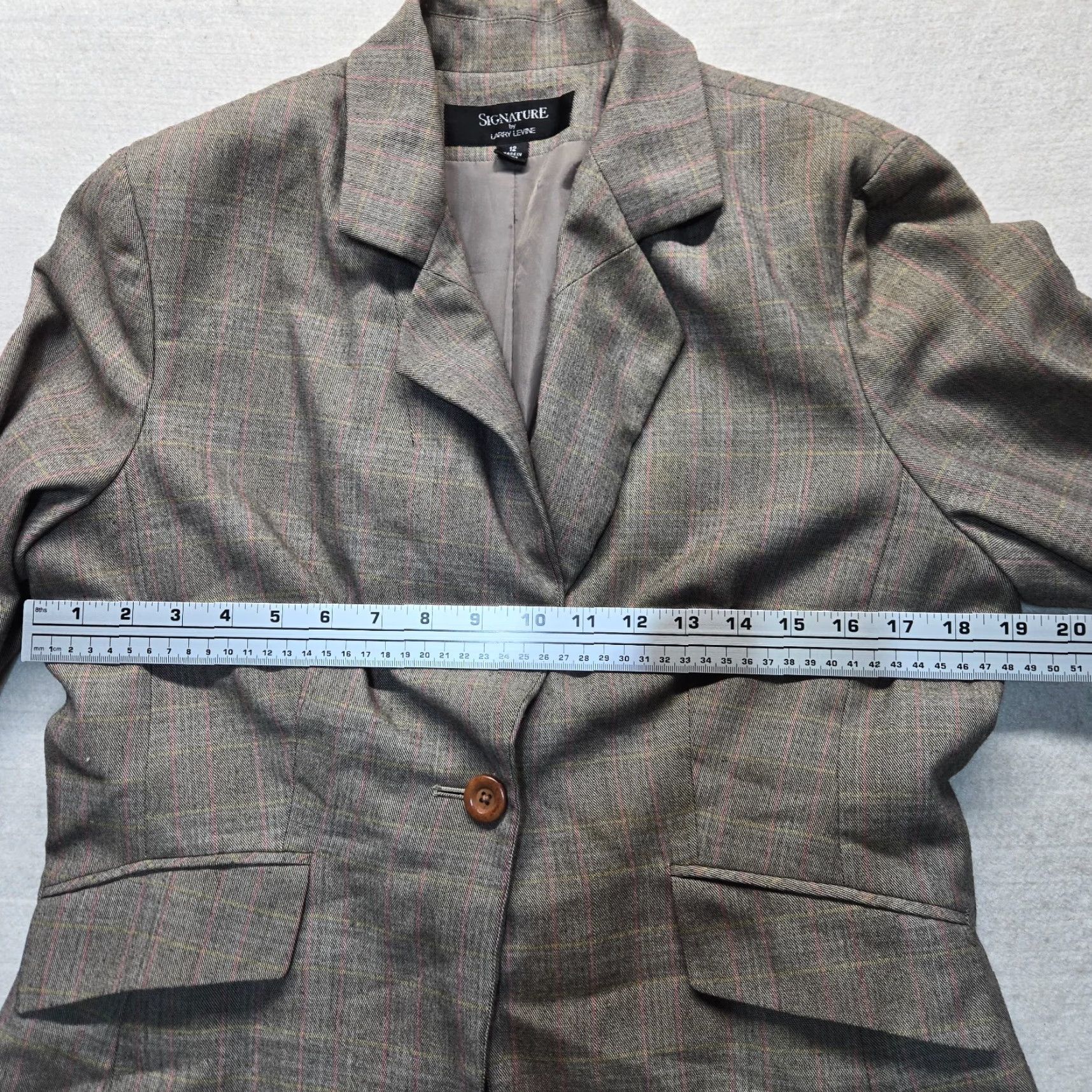 Vintage Larry Levine Blazer Women Size 12 Gray Single-Breasted 1-Button Classic Notch Lapel Lined Formal Workwear Jacket Size XL / US 12-14 / IT 48-50 - 4 Thumbnail