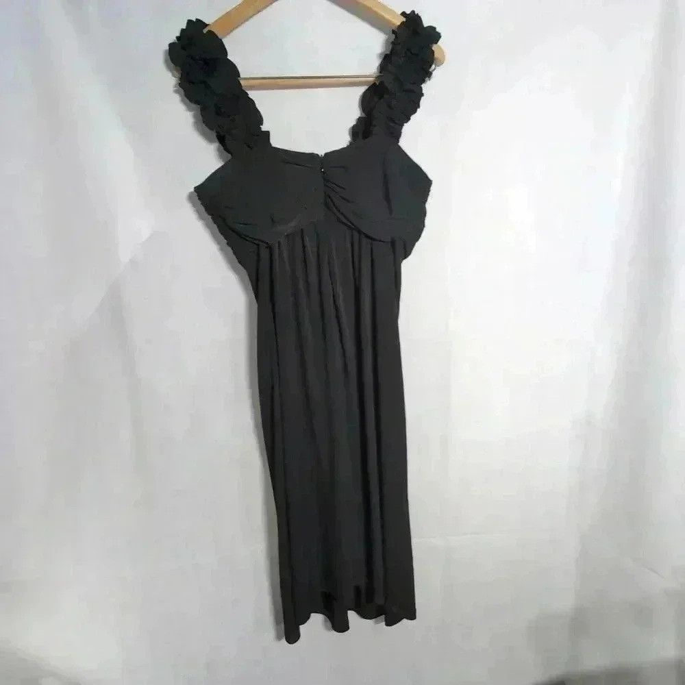 MAGGY LONDON Black Party Dress Ruffled Straps Sheath mini sz 12 Size XL / US 12-14 / IT 48-50 - 4 Thumbnail