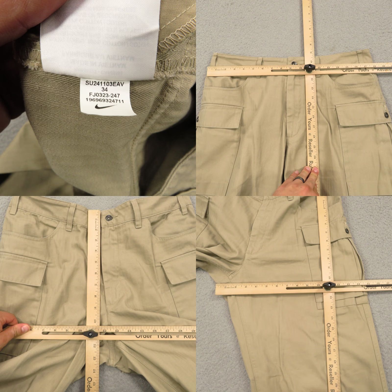 Nike Nike Pants Men 34x30 Baggy Cargo Wide-Leg Herringbone Twill Y2K 90s Grunge Hip Hop Beige Size US 34 / EU 50 - 9 Thumbnail