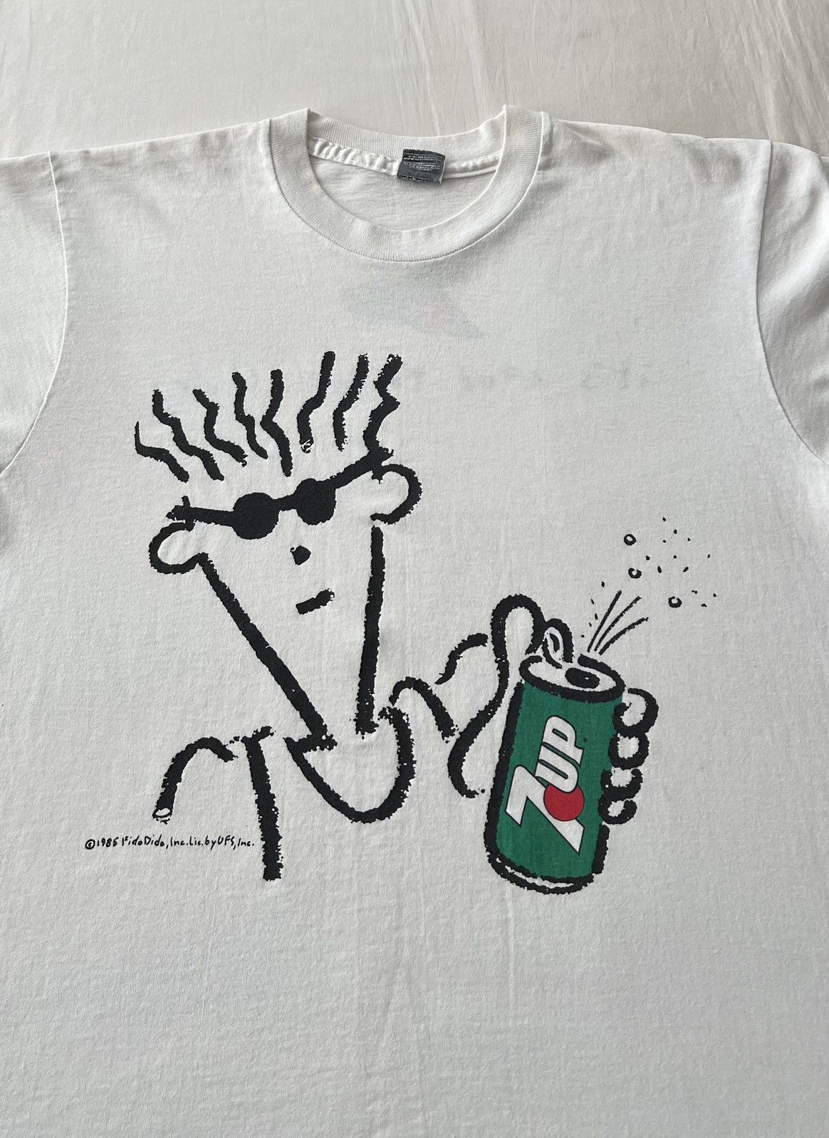 Cartoon Network Vintage 1985 Fido Dido 7up Promo Cartoon 80s White T-shirt Size US L / EU 52-54 / 3 - 3 Thumbnail