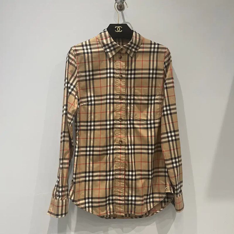 Burberry Burberry Khaki Cotton Blend Long Sleeve Shirt Size S / US 4 / IT 40 - 1 Thumbnail