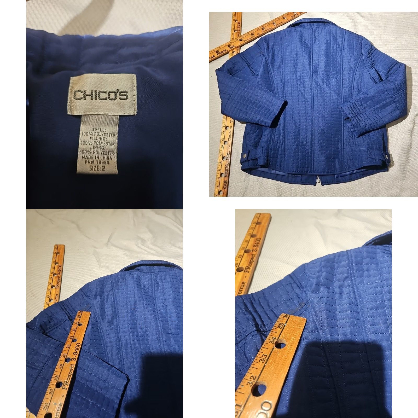 Vintage Chicos Jacket Womens Sz 2 Blue Quilted Full Zip Pocket Casual Outdoor Size XS / US 0-2 / IT 36-38 - 8 Thumbnail