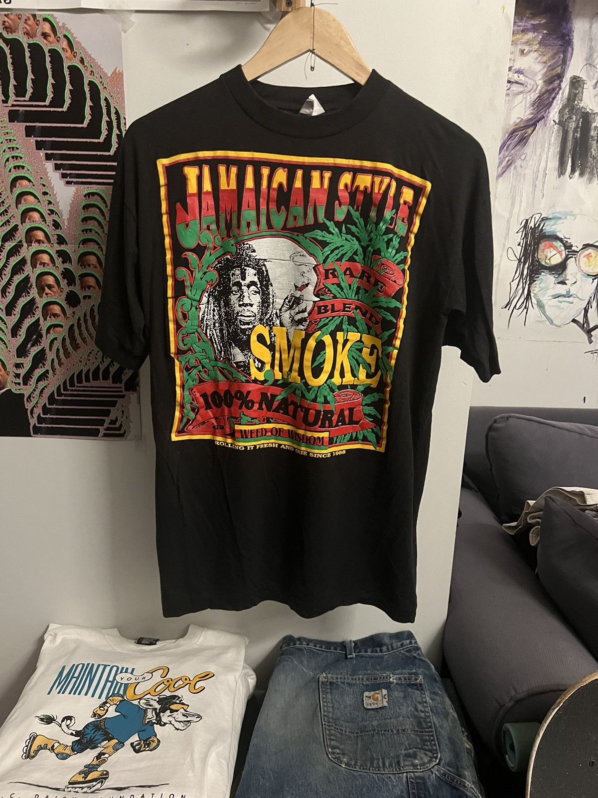 Brockum × Giant 90s Jamaican Style 🍃weed tee🍃 single stitch Size US XL / EU 56 / 4 - 1 Thumbnail