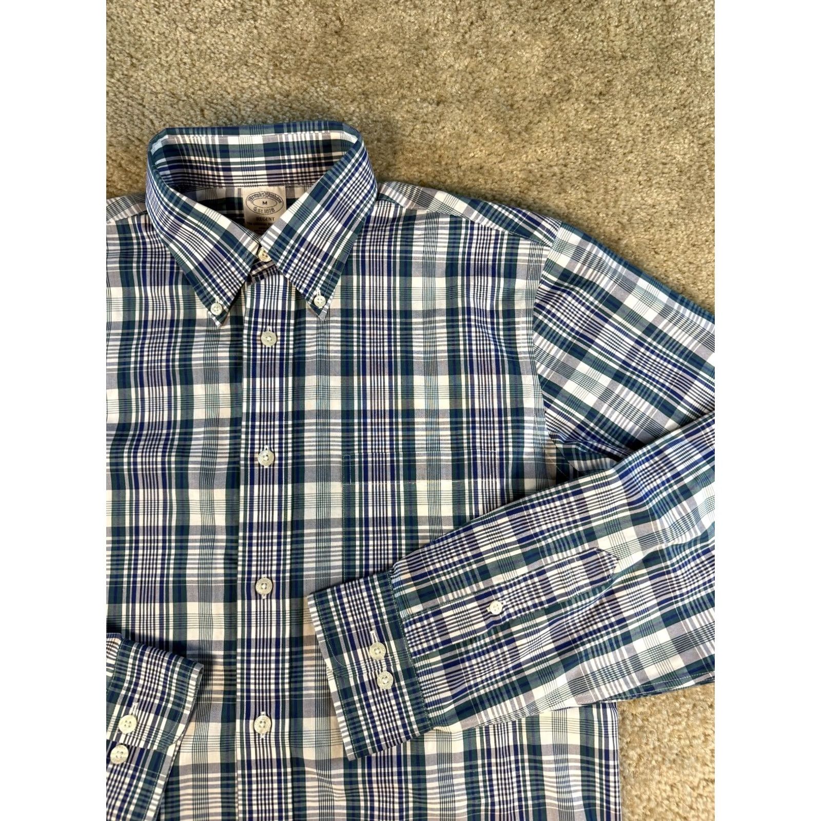 Brooks Brothers Brooks Brothers Regent Fit Blue Plaid Shirt Mens Medium Size US M / EU 48-50 / 2 - 2 Thumbnail