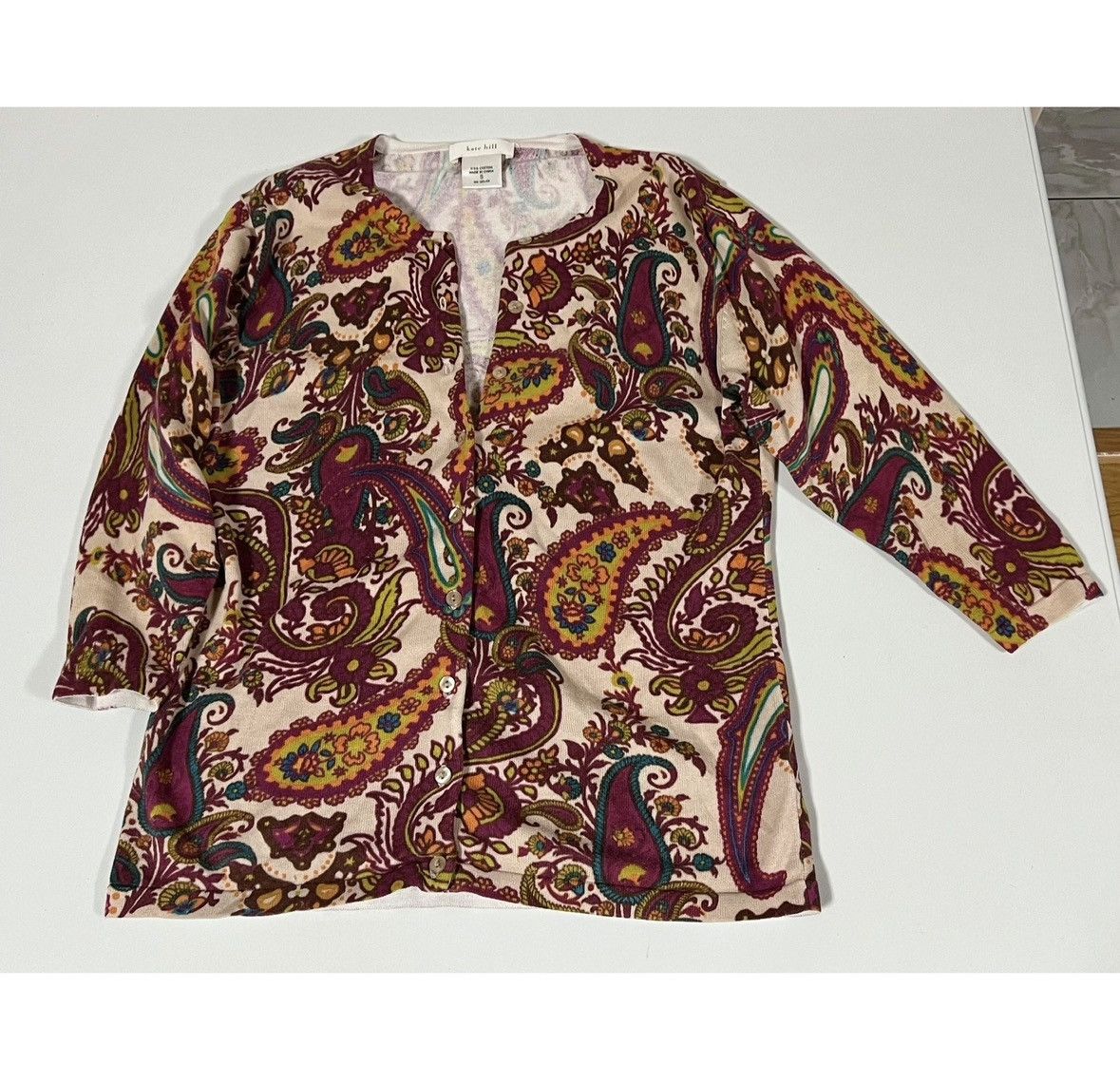 Kate Spade Kate Hill Paisley Boho Sweater Cardigan Top Blouse Size S 🤎✨ Size S / US 4 / IT 40 - 1 Thumbnail
