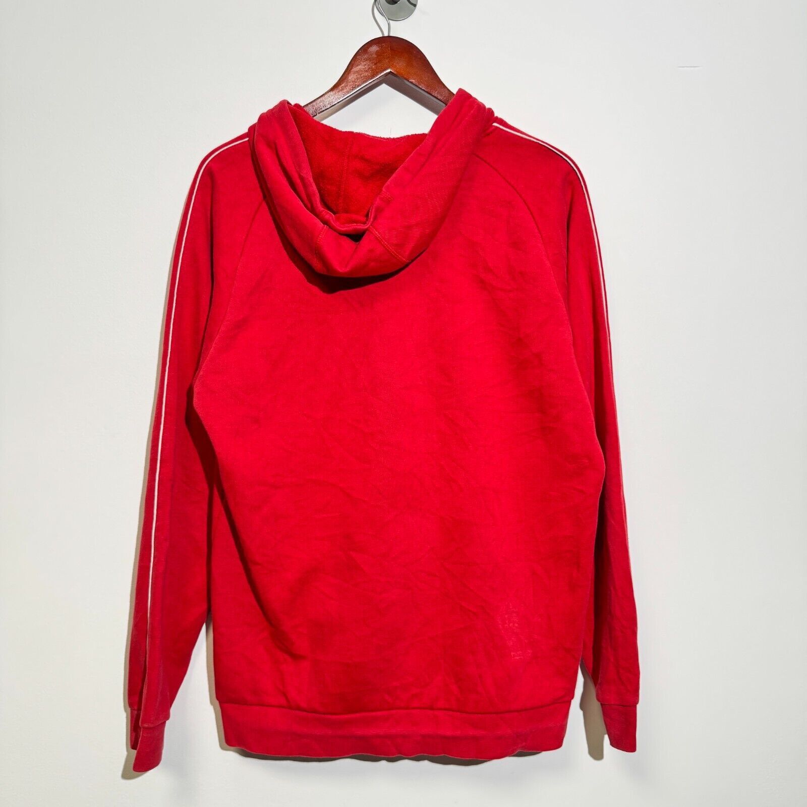 Adidas × Vintage Adidas Unisex Red Cotton Hoodie Size L Washed 90s Regular Size US L / EU 52-54 / 3 - 8 Thumbnail