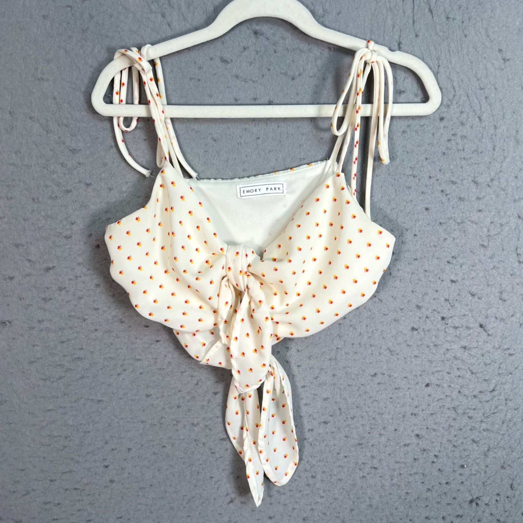 Vintage Emory Park Womens Crop Top Casual Sleeveless Cream Floral Tie Front Small S Size S / US 4 / IT 40 - 2 Thumbnail