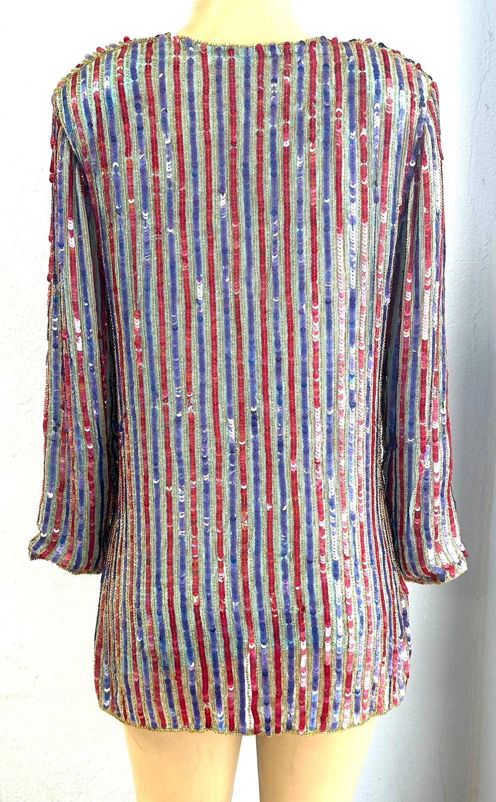 Designer Sequin Blouse Multicolor size M only Size M / US 6-8 / IT 42-44 - 2 Thumbnail