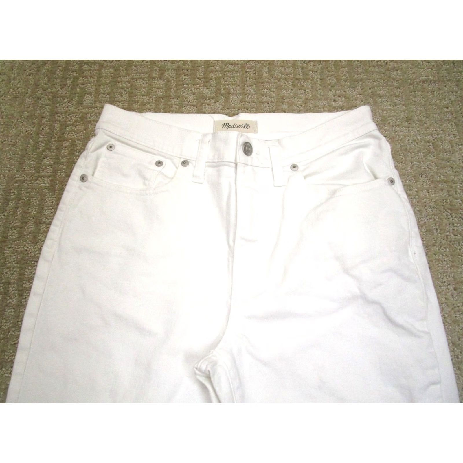 Madewell Madewell Jeans Women 28 White High Rise Straight Cropped Denim Art Logo 5-Pocket Regular Fit Jeans Women Size 28" / US 6 / IT 42 - 2 Thumbnail